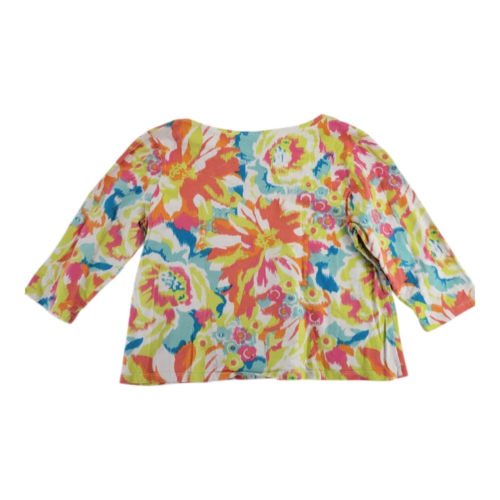 Ruby Rd. Favorites Floral Embellished Top Multicolor 3/4 Sleeve Women's XXL