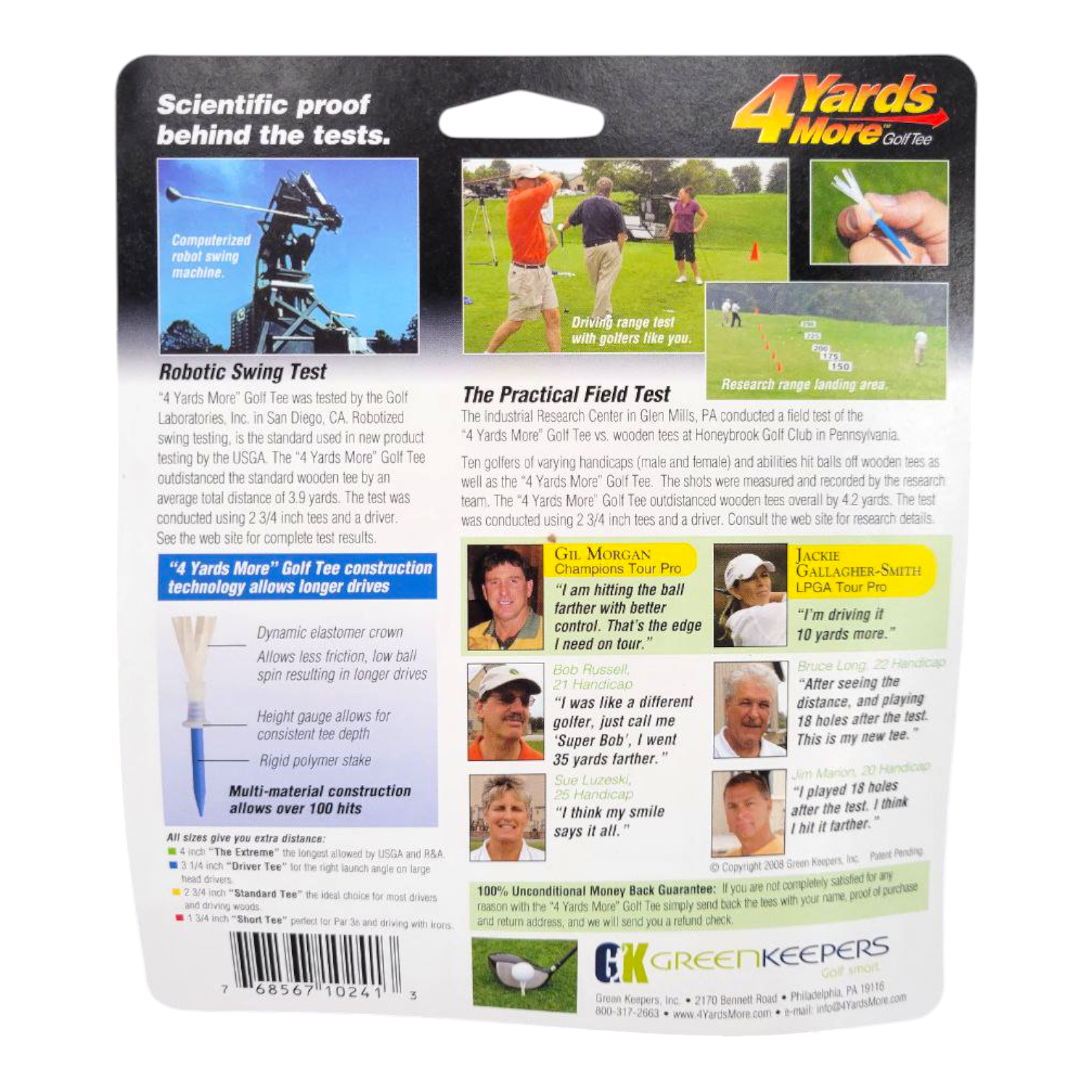 Green Keepers 4 Yards More Golf Tee Variety Pack 4