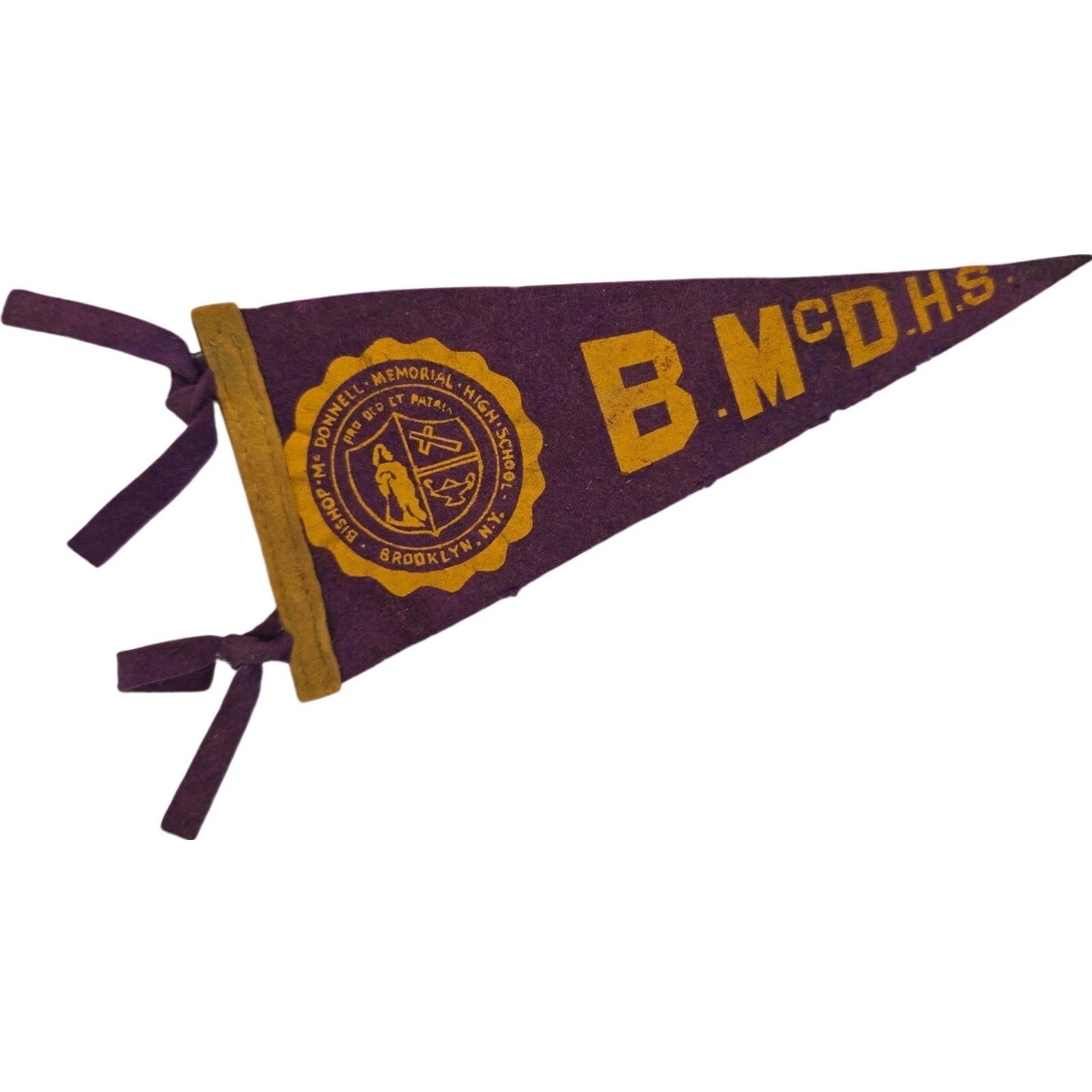 Vintage Bishop McDonnell Memorial High School Felt Pennant Banner Brooklyn NY