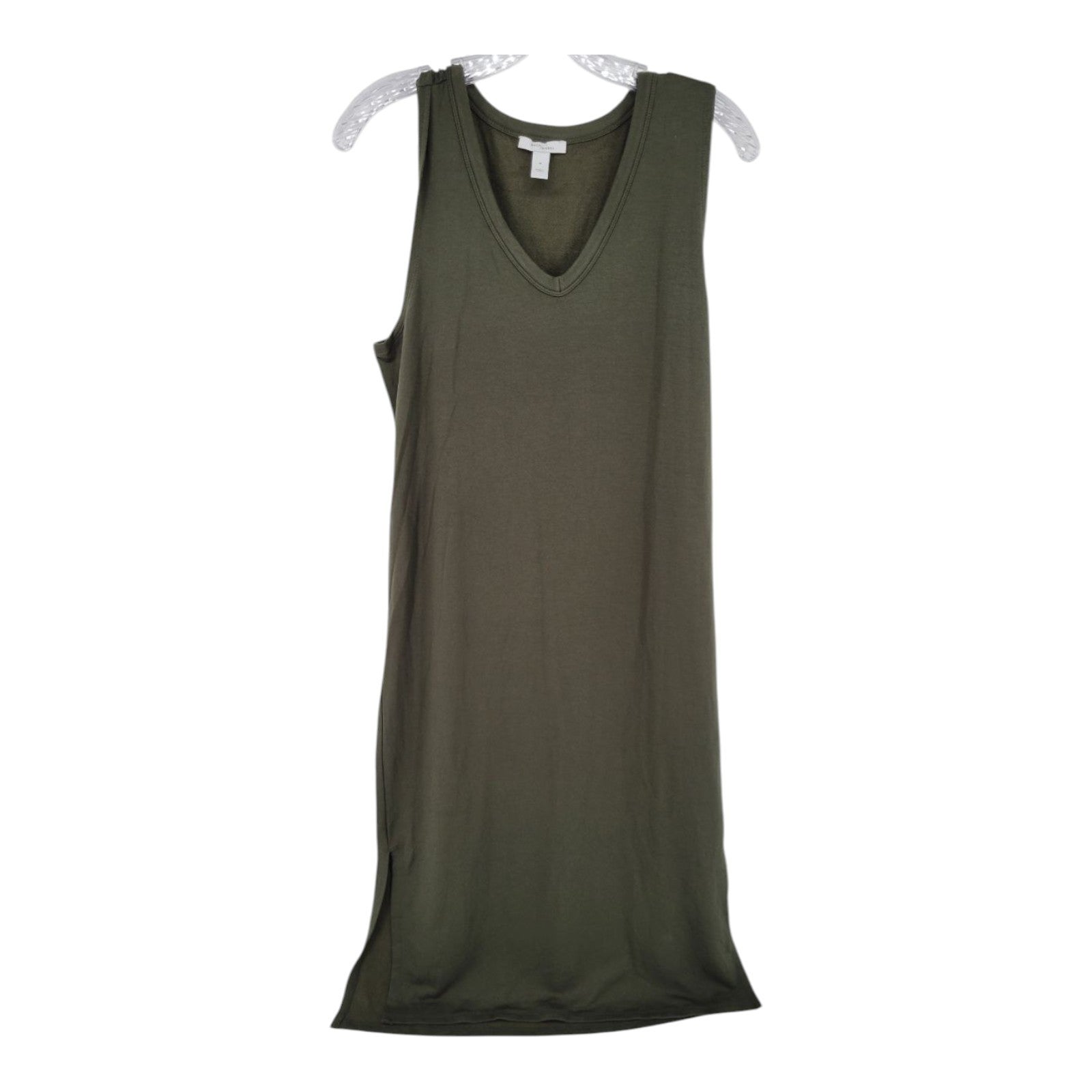 Daily Ritual Women's Olive Green V-Neck Midi Tank Dress Sleeveless Size M