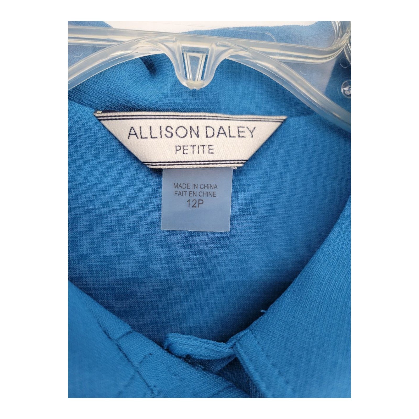Allison Daley Petite Button Up Blouse Light Steel Blue 3/4 Sleeve Shirt 12P
