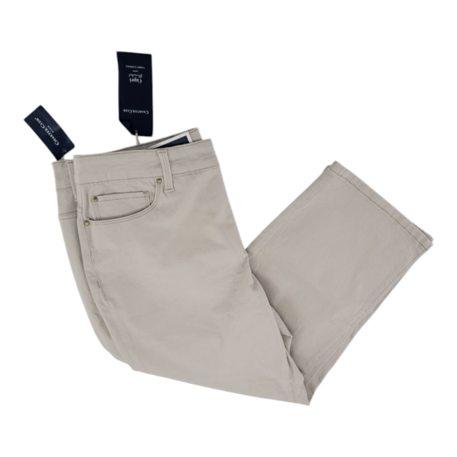 Charter Club Plus Capri Pants 14W Creme Stone Tummy Slimming Stretch