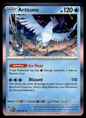 Pokemon 2023 Scarlet & Violet 151 Articuno Rare #144 Near Mint Card