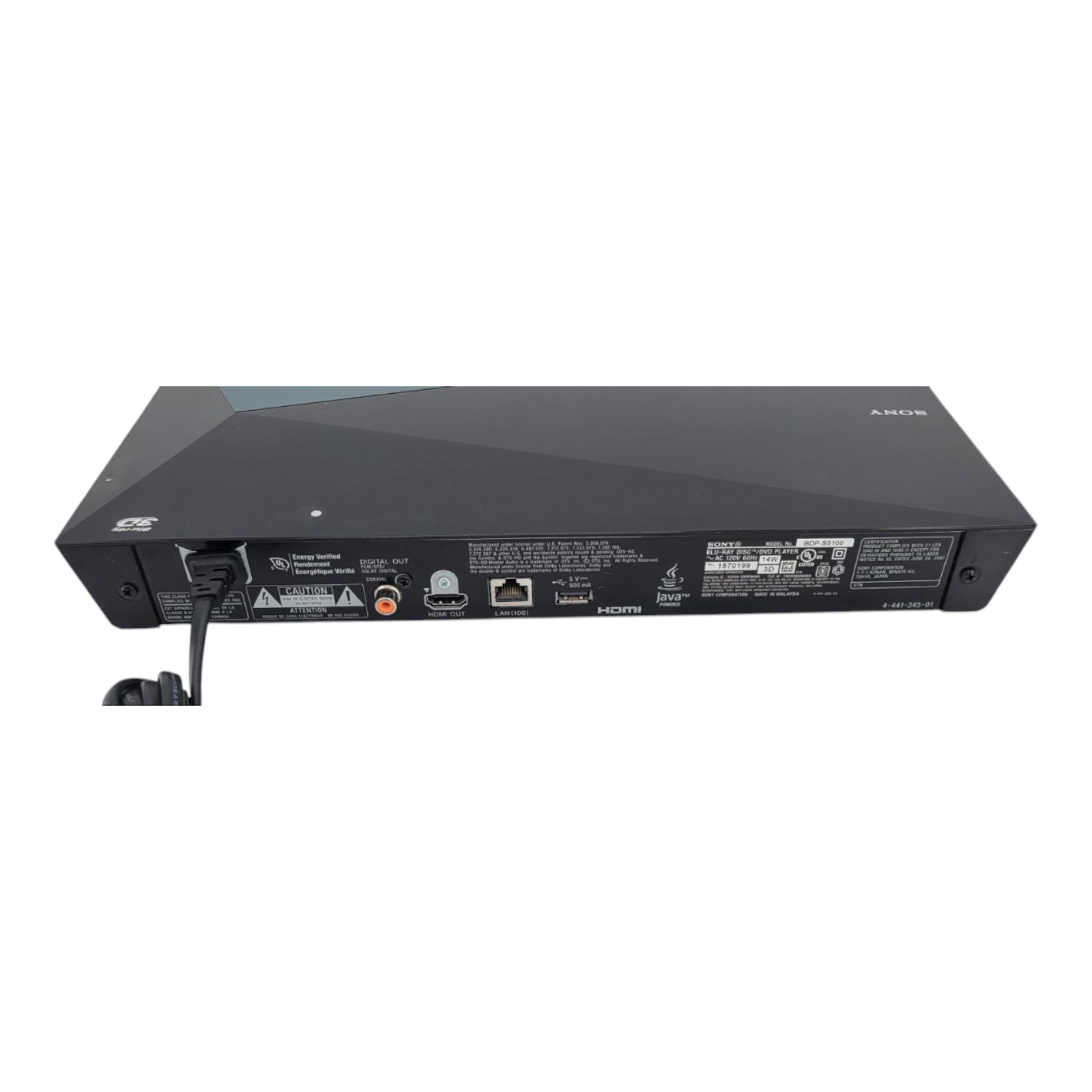 Sony BDP-S5100 3D Blu-ray Disc DVD Player Wi-Fi Streaming with Remote
