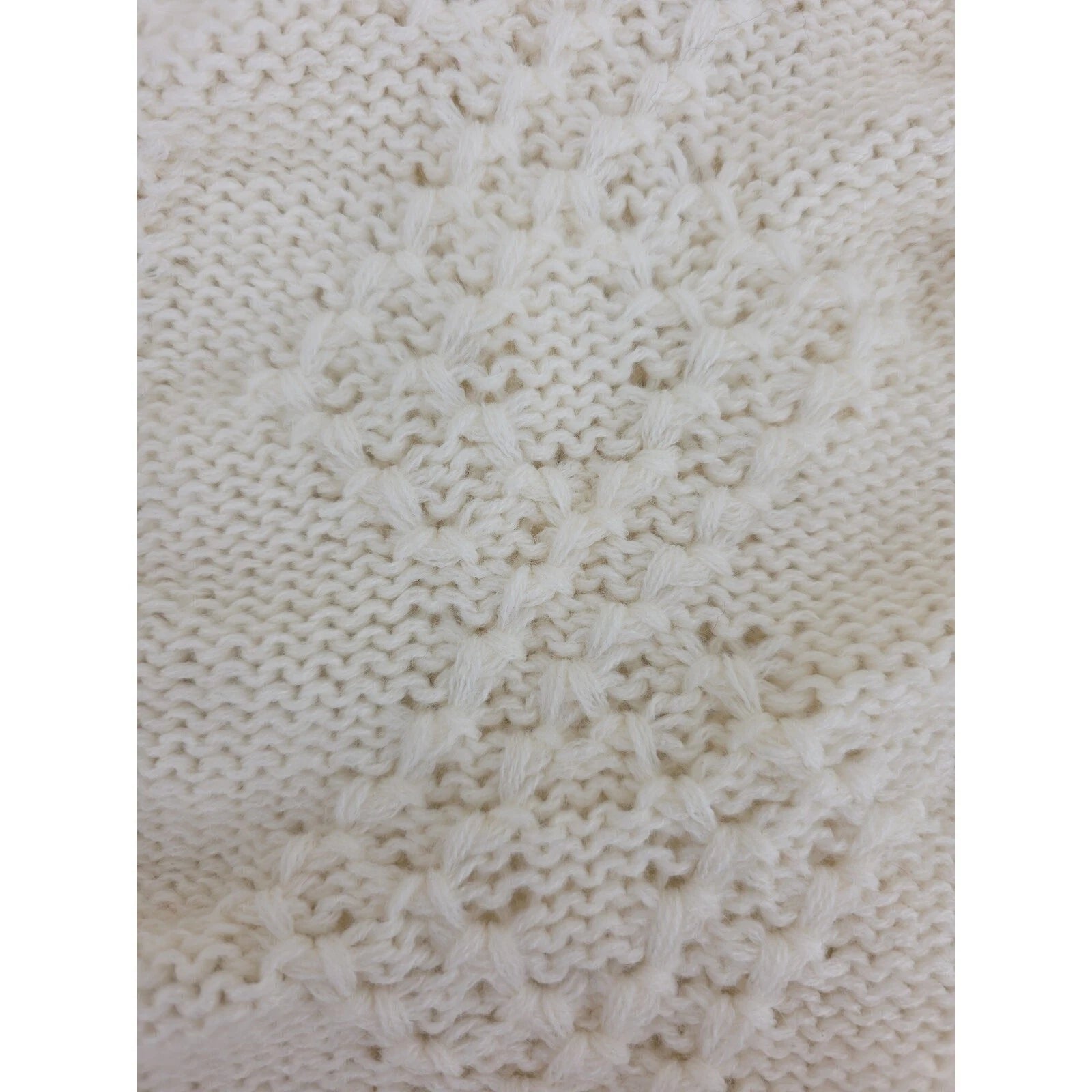 Hand Knit 50 x 52 in Long Cream / Off-White Knitting / crochet Project