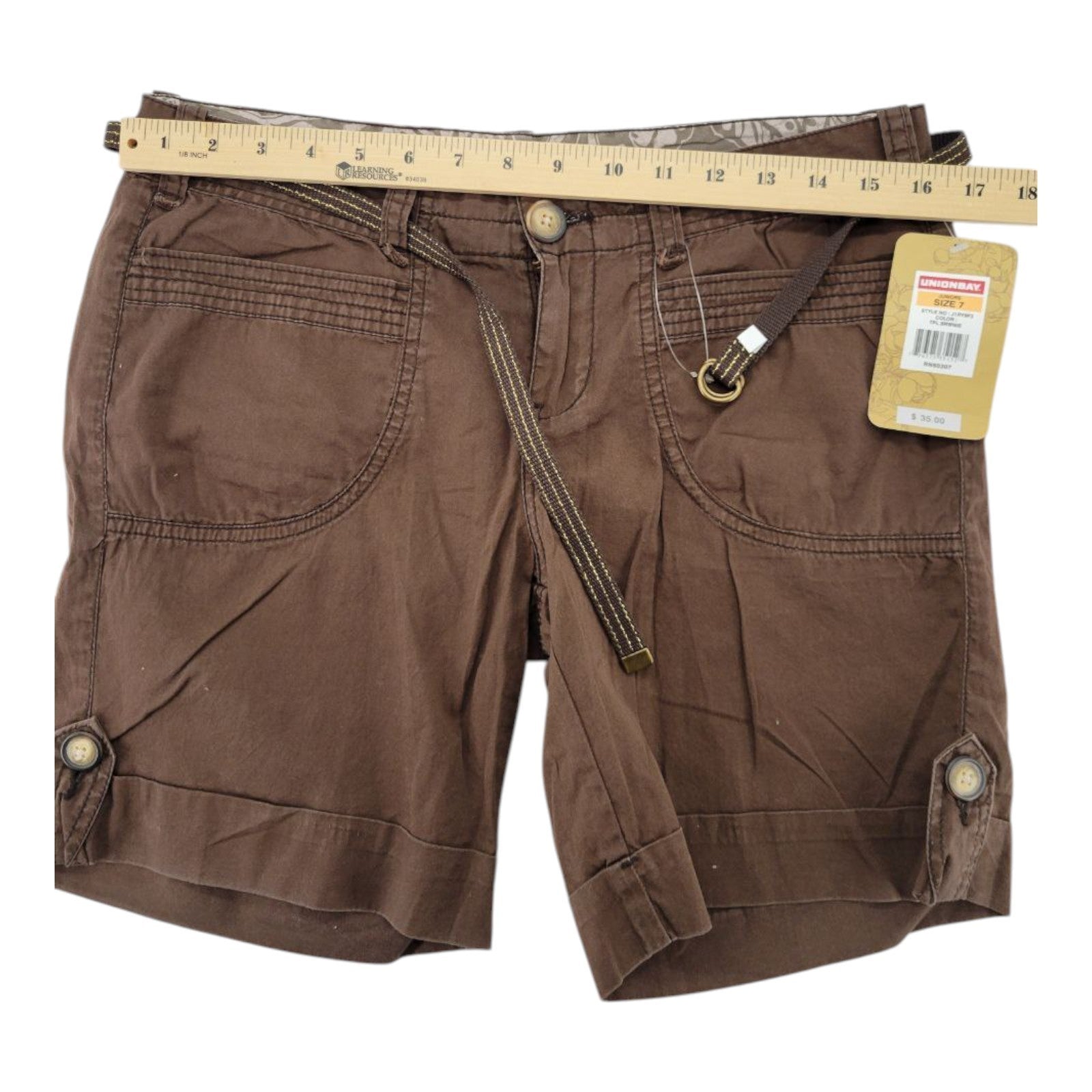 Unionbay Juniors Cargo Shorts Size 7 TPL Brownie Belted Cotton Casual