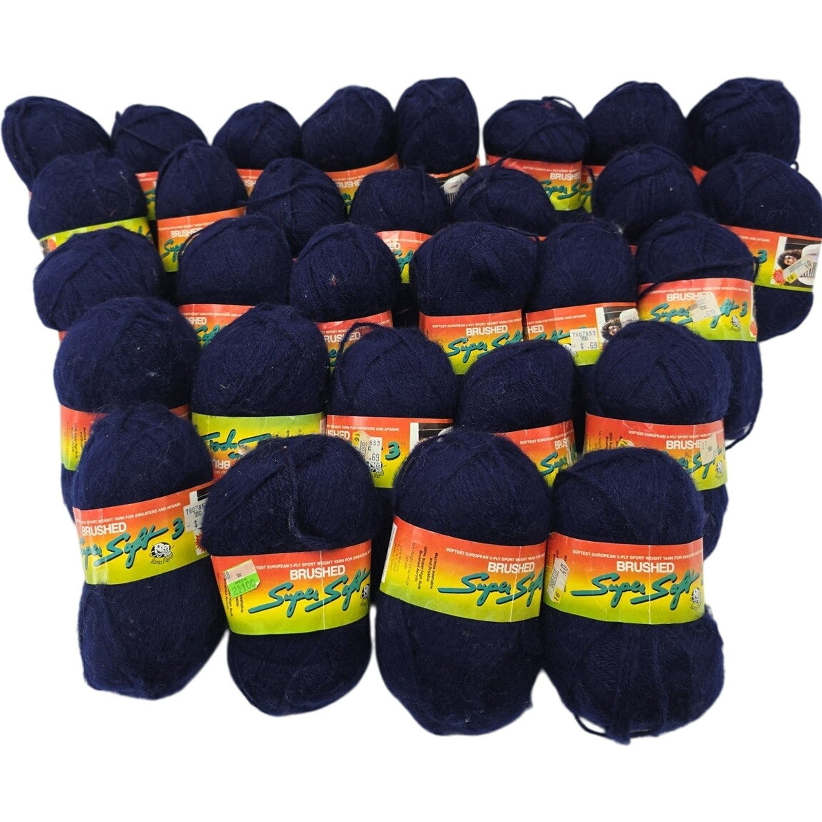 Vintage Super Soft 3 Knit Crochet Craft 3 Ply Sport Yarn Navy 7630 Lot of 30