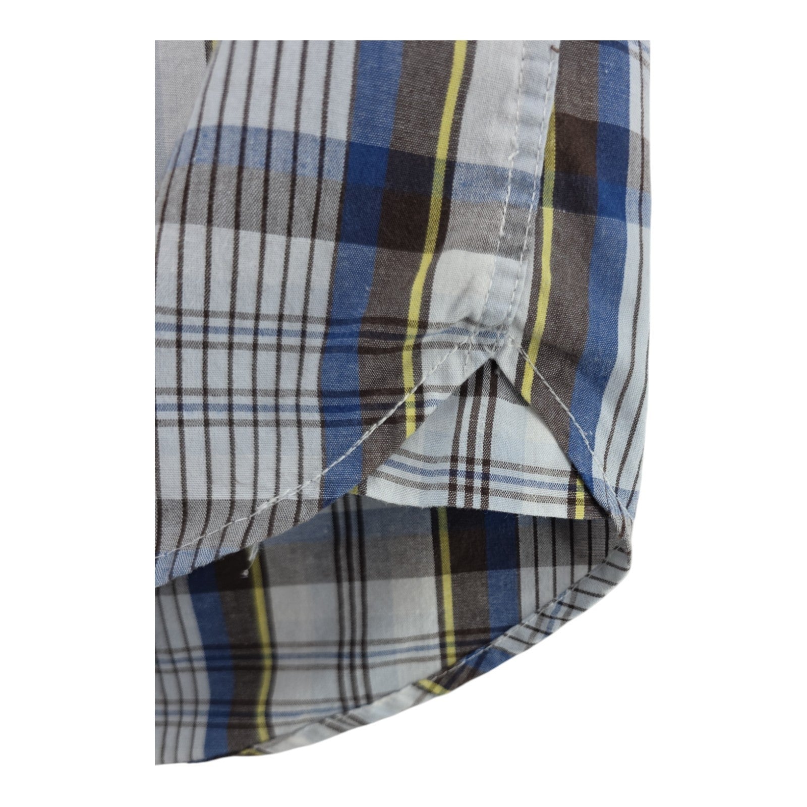 Volcom Factor Plaid Button Down Shirt Blue Brown Long Sleeve Men’s Size Small