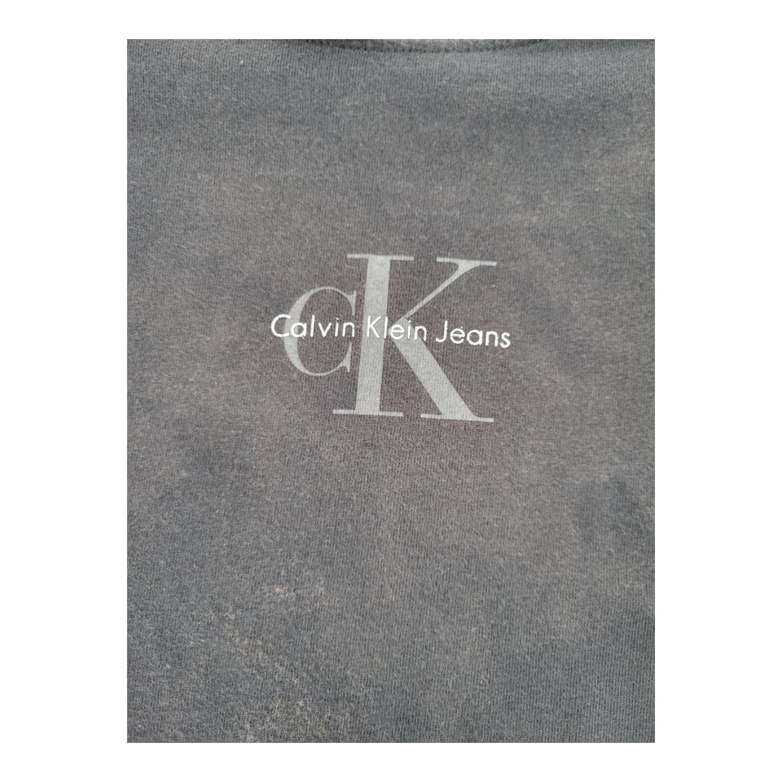 Calvin Klein Jeans Black CK Logo Distressed Look T-Shirt Womens Size M