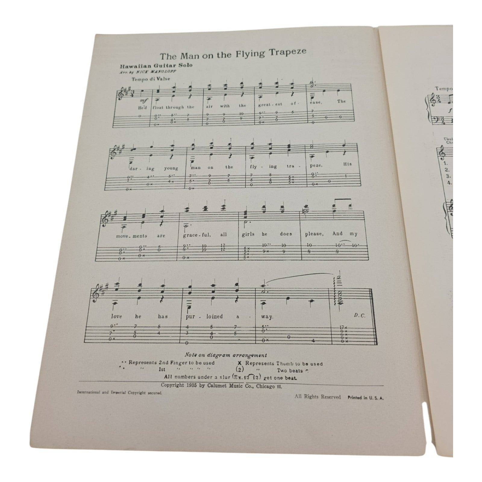 The Man On The Flying Trapeze Mel Cooper Calumet Music Sheet Music 1935