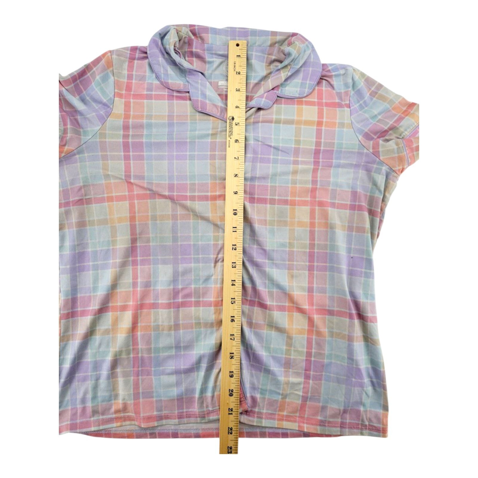 Wonder Nation Sleep Shirt Girls Pastel Plaid Button Front Top Size XXL 18