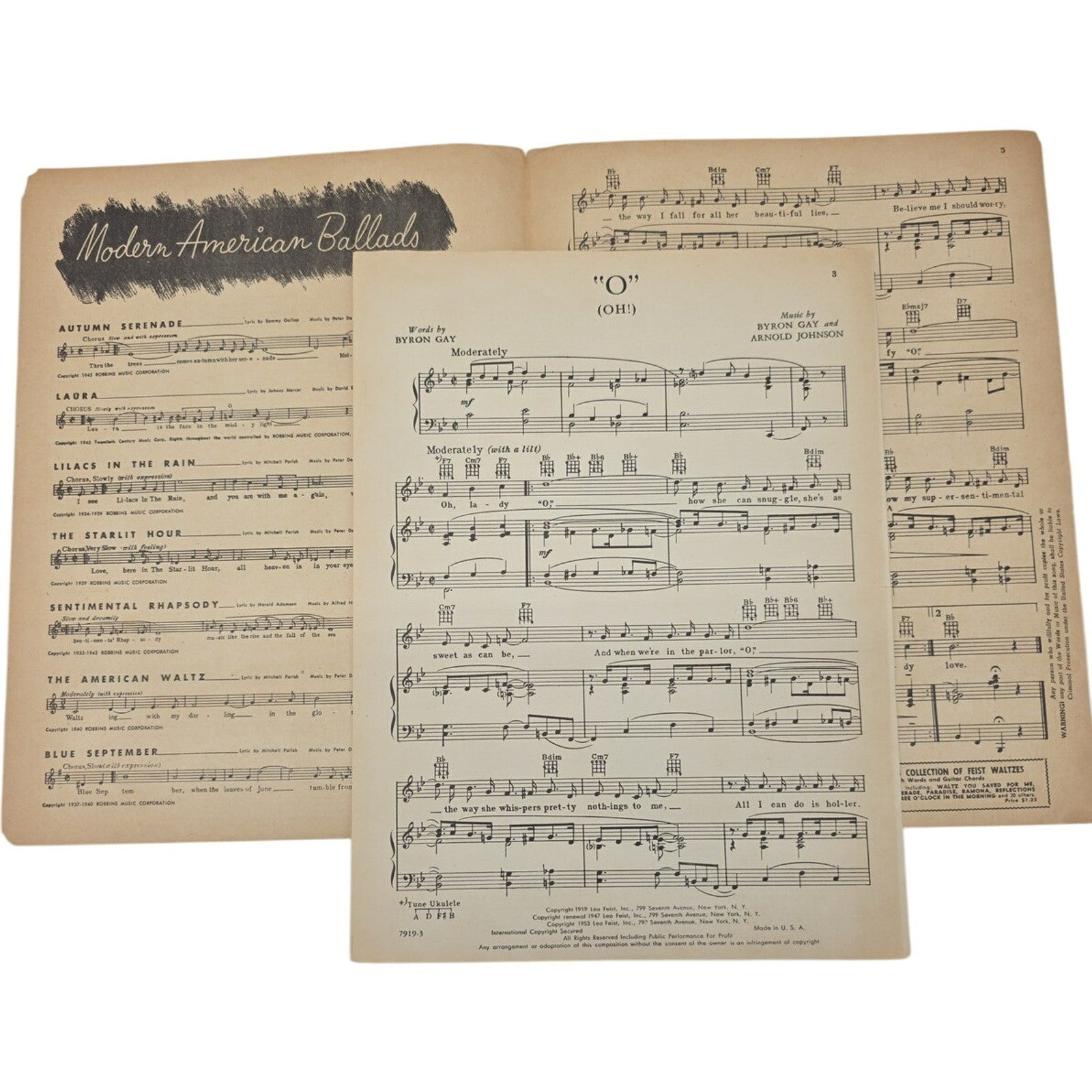 Vintage Sheet Music Leo Feist Inc. 1953 O OH! By Bryon Gay & Arnold Johnson