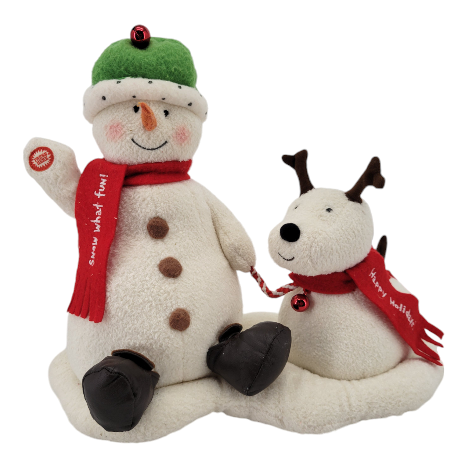 Hallmark 2004 Snow What Fun Jingle Pals Animated Snowman Puppy Techno Plush