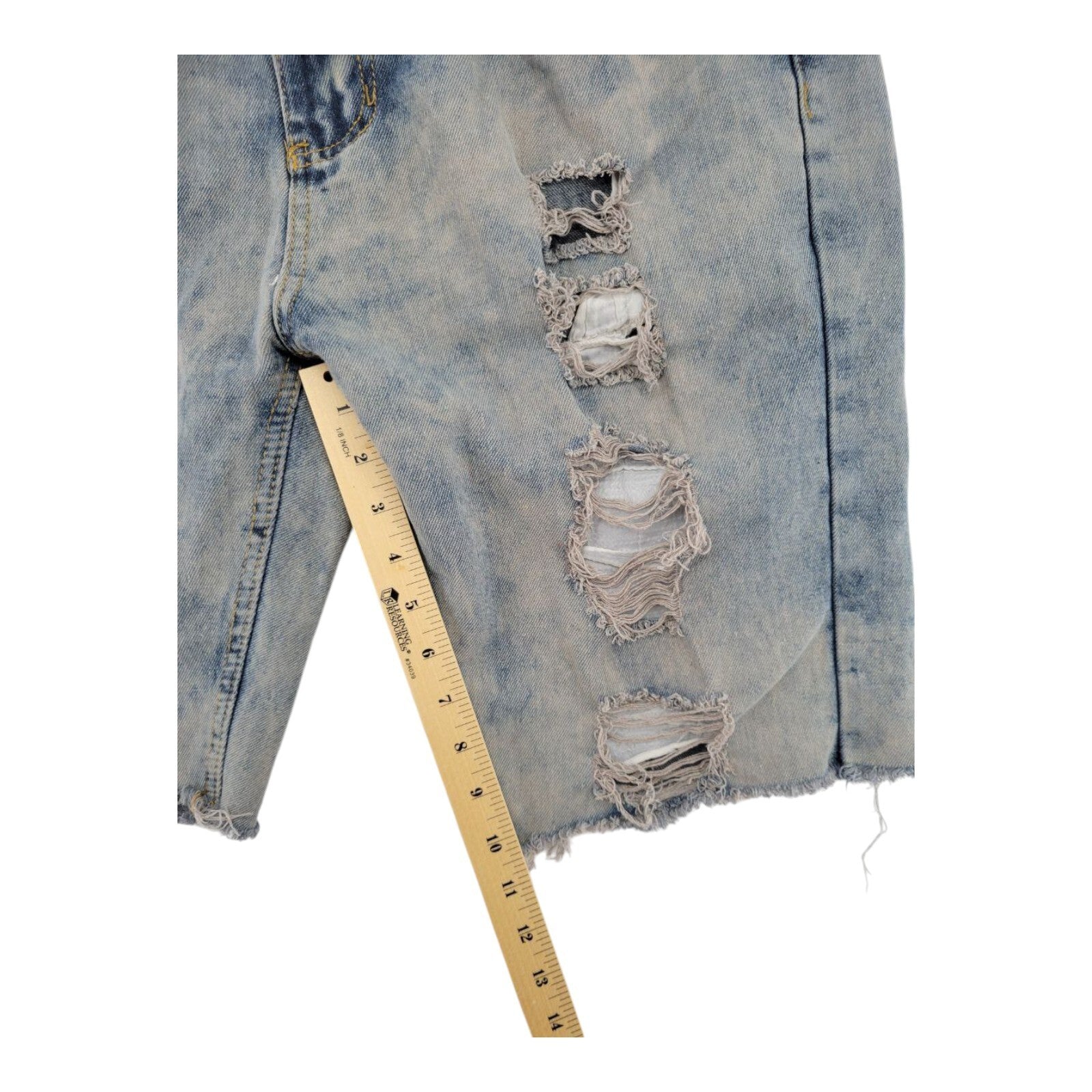 True Rock Distressed Denim Shorts Blue Cut Off Raw Hem Mens Size 38