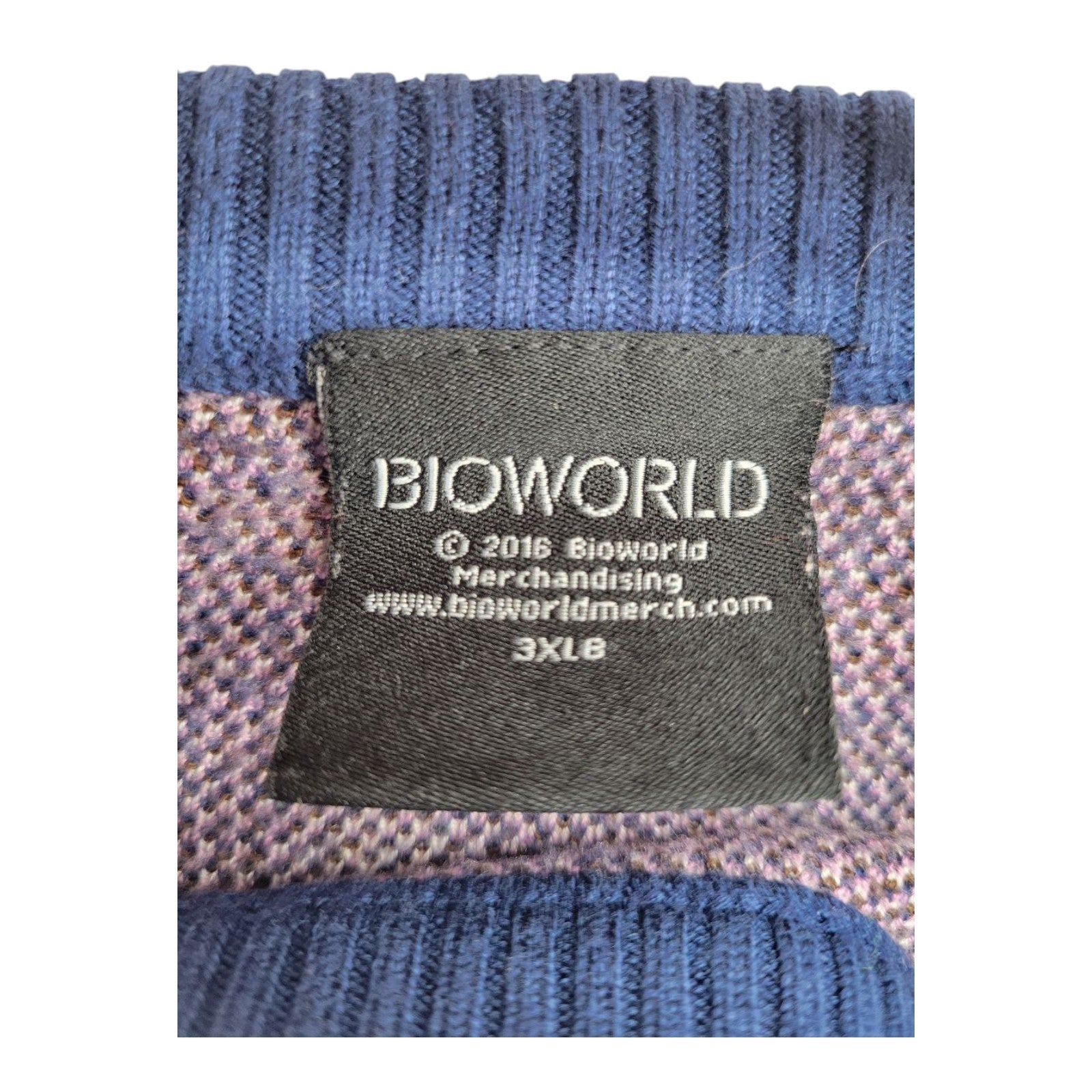 Bioworld Men's Blue Pink Donut Print Knit Novelty Pullover Sweater 3XLB
