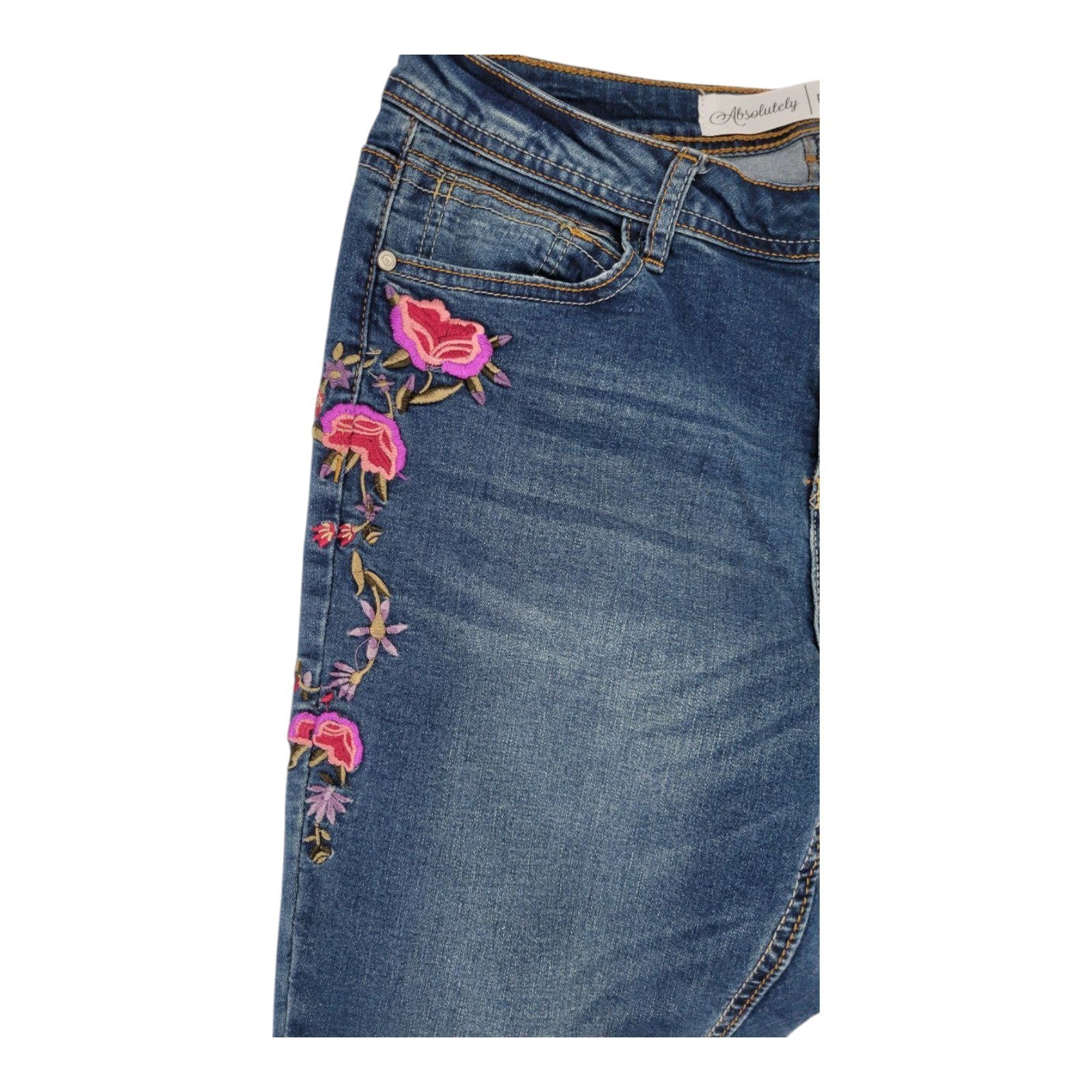 Almost Famous Women's Embroidered Stretch Blue Jeans Size 8 Denim