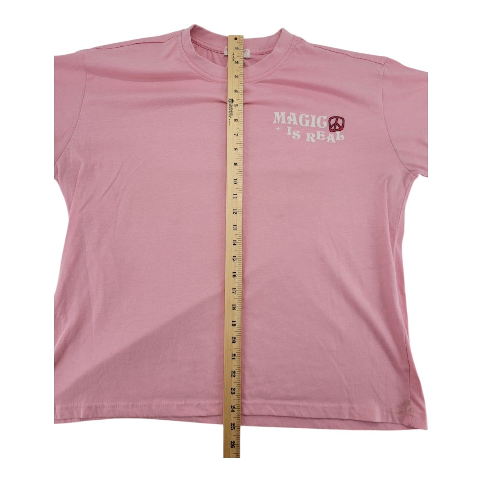 Love Theory Essentials Magic Is Real Graphic Pink T-Shirt Womens Size M