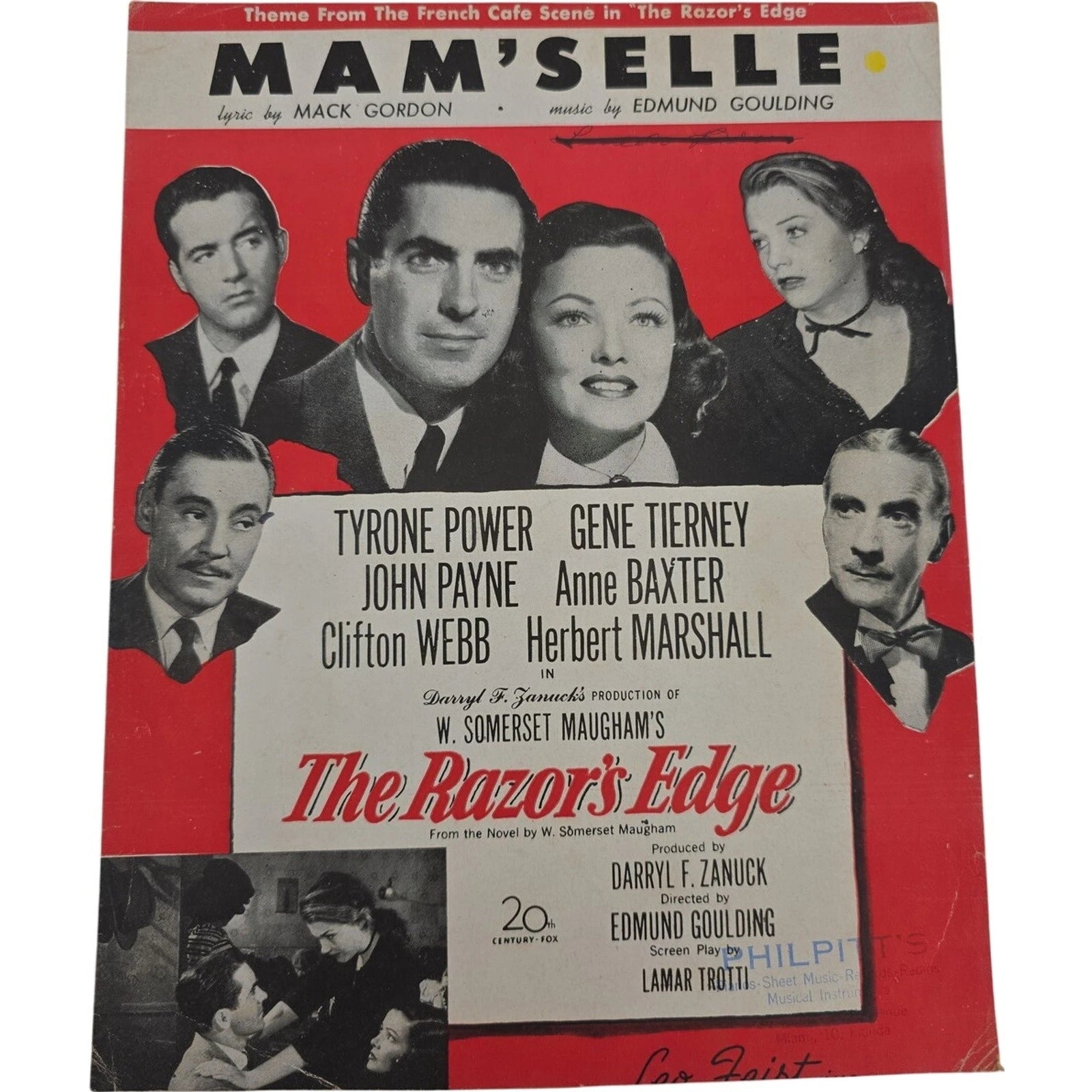 Mam'selle from Razor's Edge 1947 Sheet Music Mack Gordon Edmund Goulding