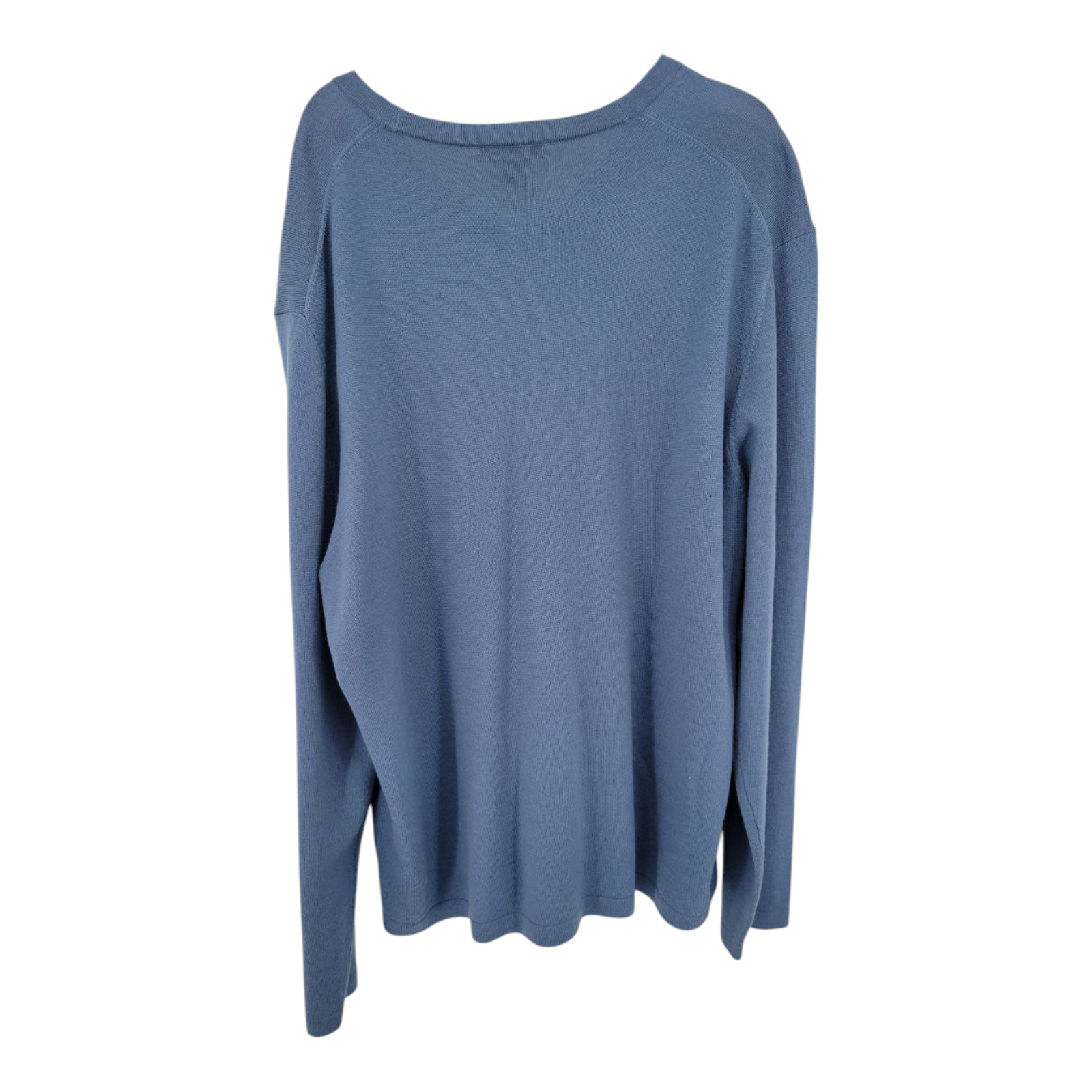 Alfani Merino Wool V Neck Sweater Blue Long Sleeve Pullover Knit Size Large
