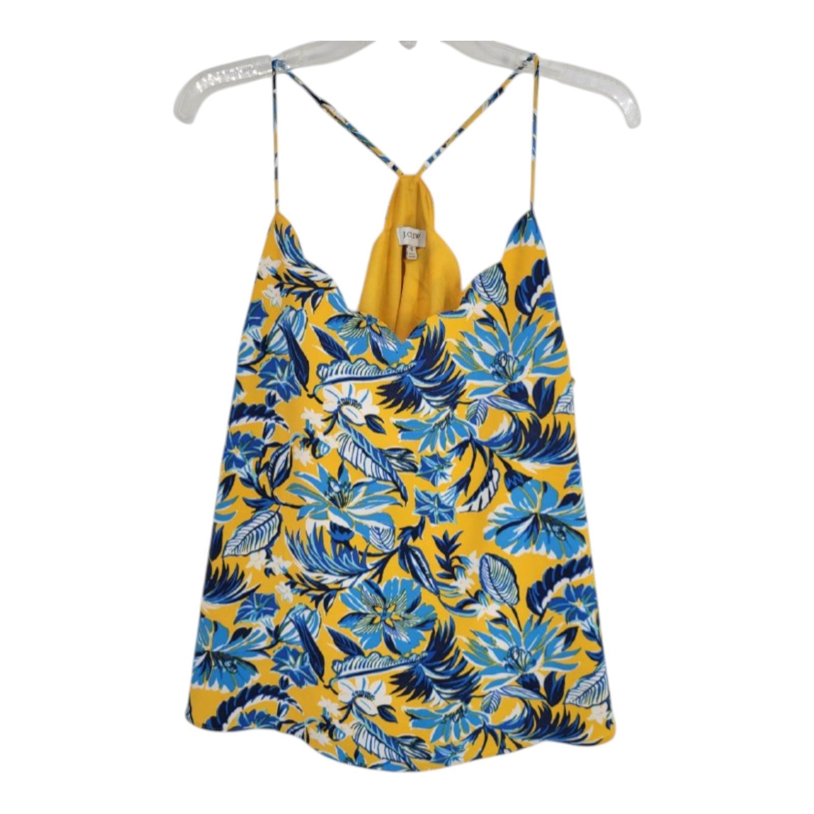 J.Crew Women's Yellow Floral Sleeveless Blouse Adjustable Straps Size 16