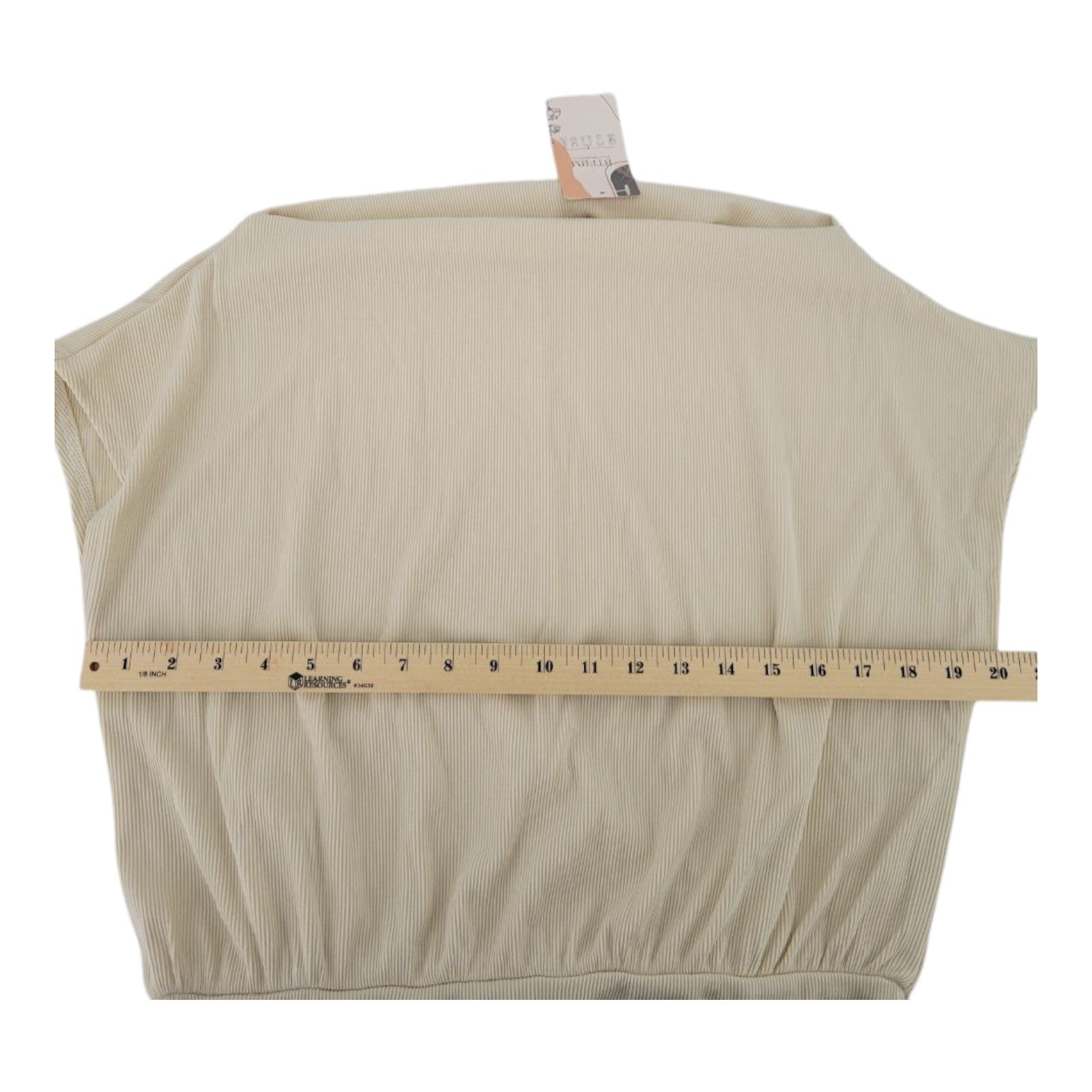 BTFBM Women's Beige Ribbed Knit Midi Dress Cap Sleeve Stretch Casual Size L
