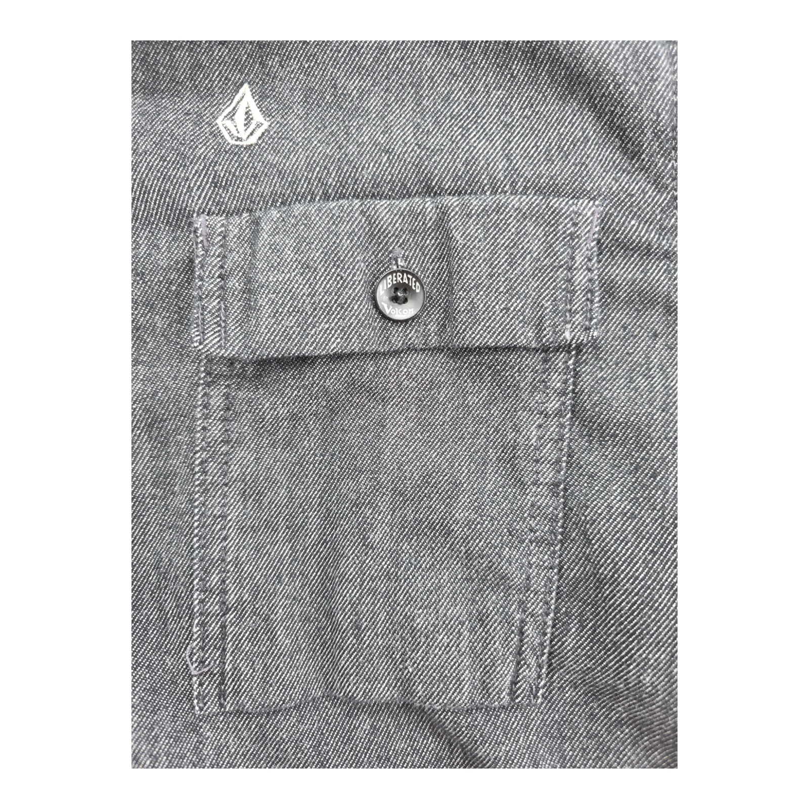 Volcom Mens Gray Chambray Shirt Long Sleeve Button Up Cotton Size M