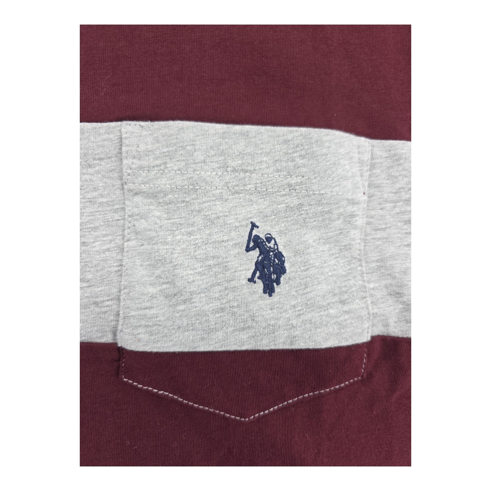 U.S. Polo Assn Men’s Long Sleeve Shirt Maroon Gray Chest Stripe Size L