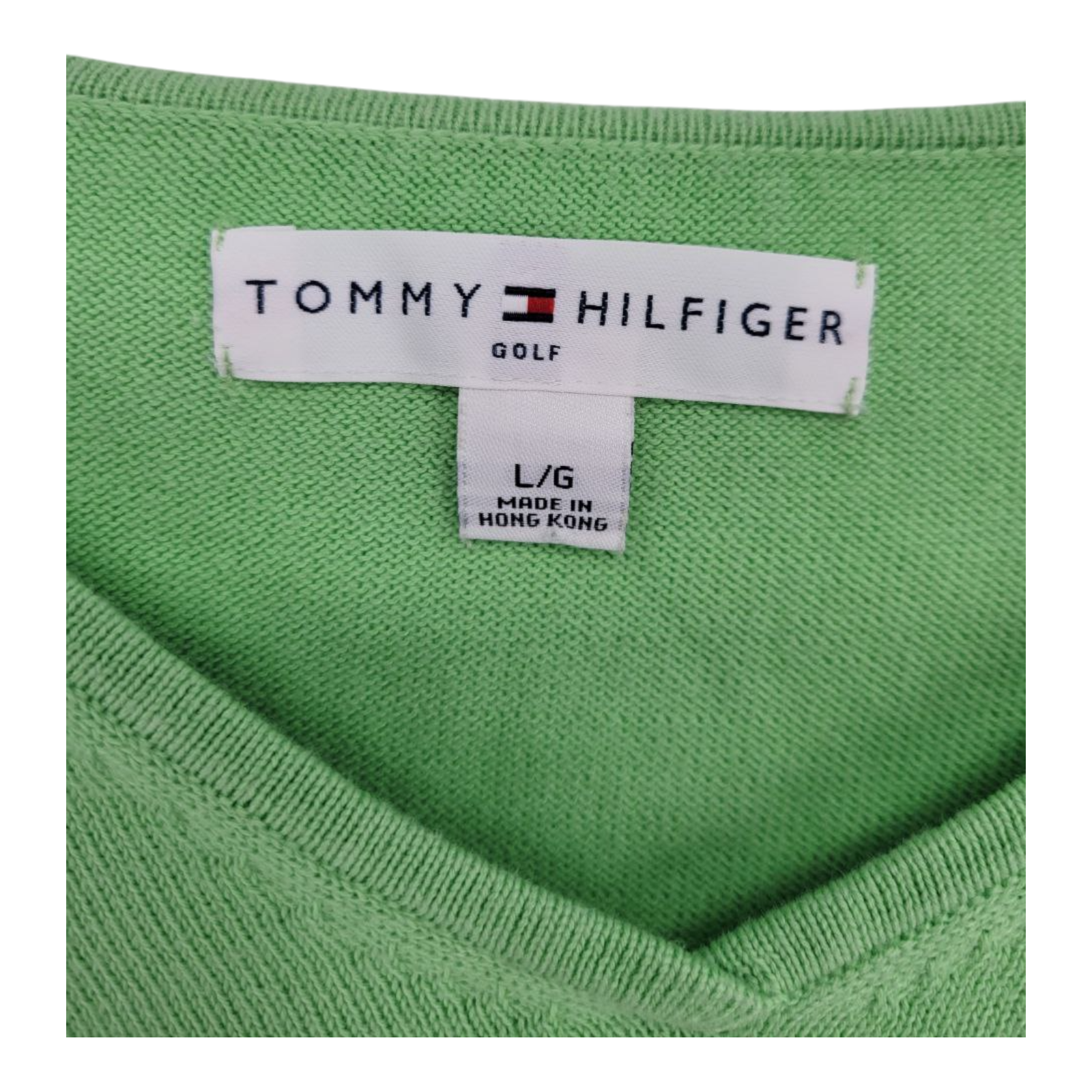 Tommy Hilfiger Golf Sweater Womens Green V-Neck Pullover Long Sleeve Size L