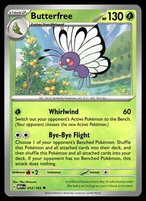 Pokemon 2023 Scarlet & Violet 151 Butterfree Uncommon #12 Near Mint Card