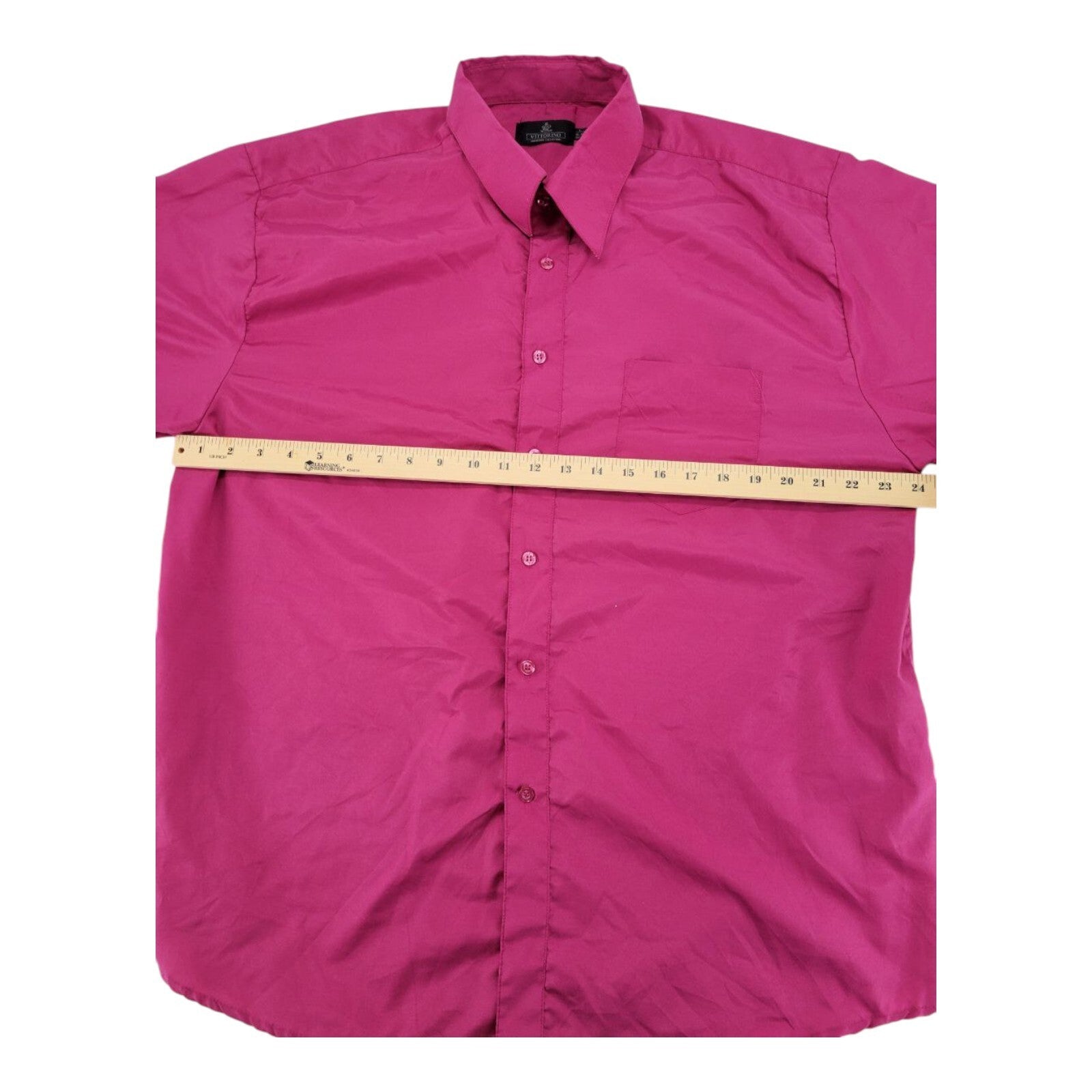 Vittorino Signature Collection Mens Fuchsia Button Up Long Sleeve Shirt Size L