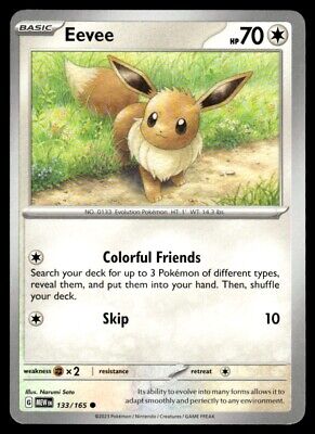 Pokemon 2023 Scarlet & Violet 151 Eevee Common #133 Near Mint Card