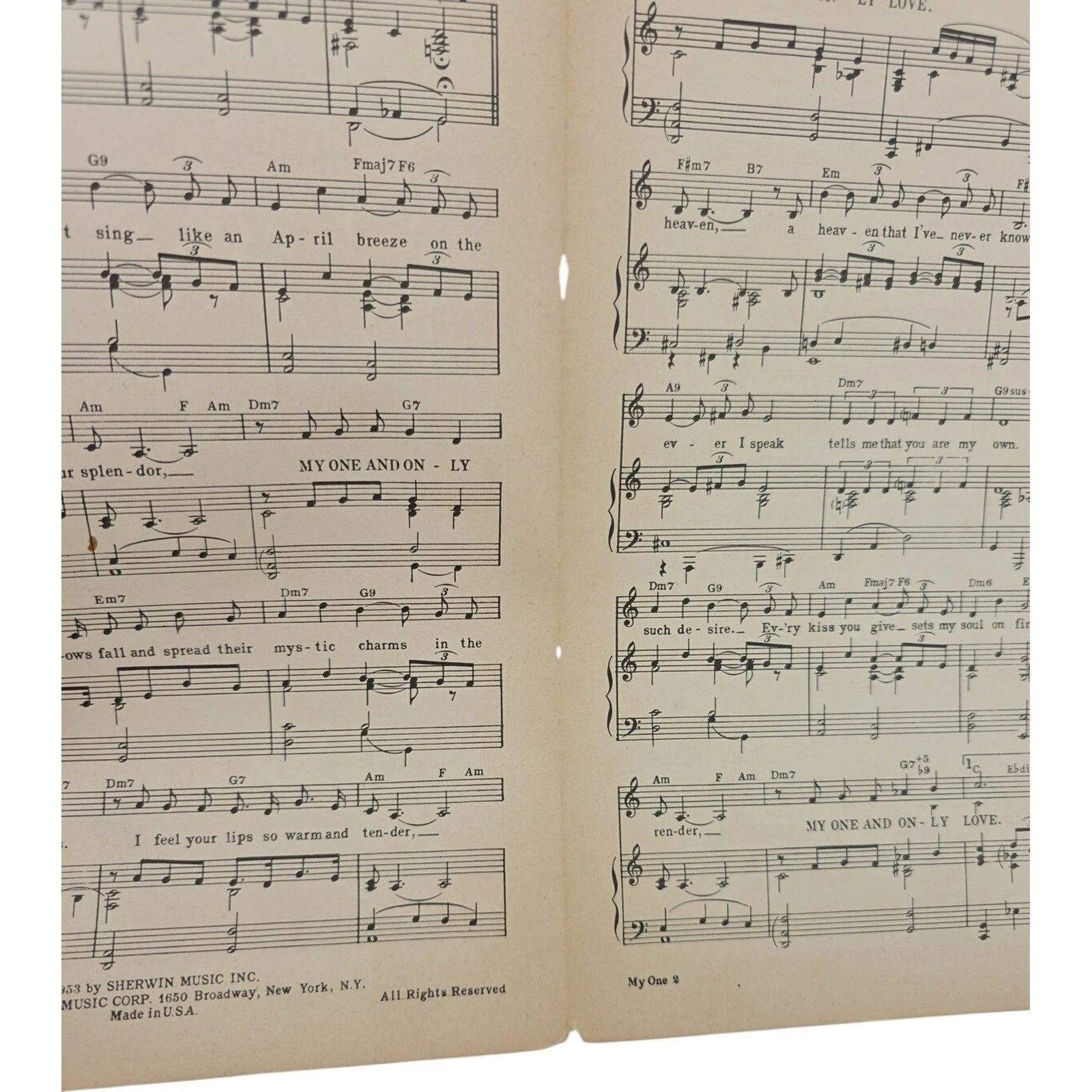 Vintage 1952 Sheet Music My One and Only Love by Robert Mellin & Guy Wood