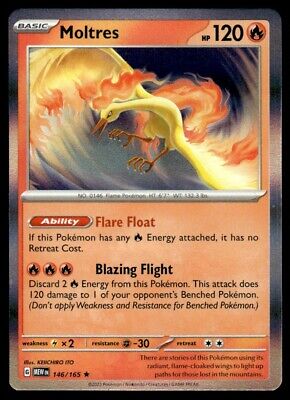 Pokemon 2023 Scarlet & Violet 151 Moltres Rare #146 Near Mint Card