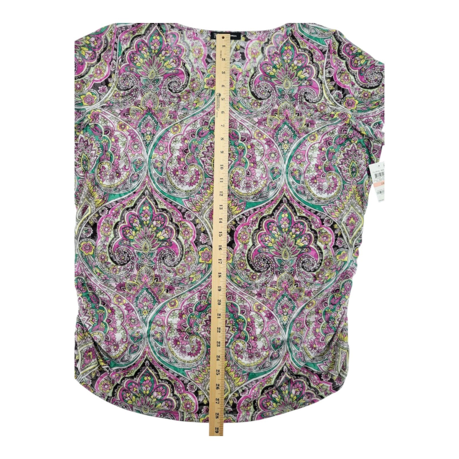 INC International Concepts Women's Plus Top 2X Opulent Paisley Stretch