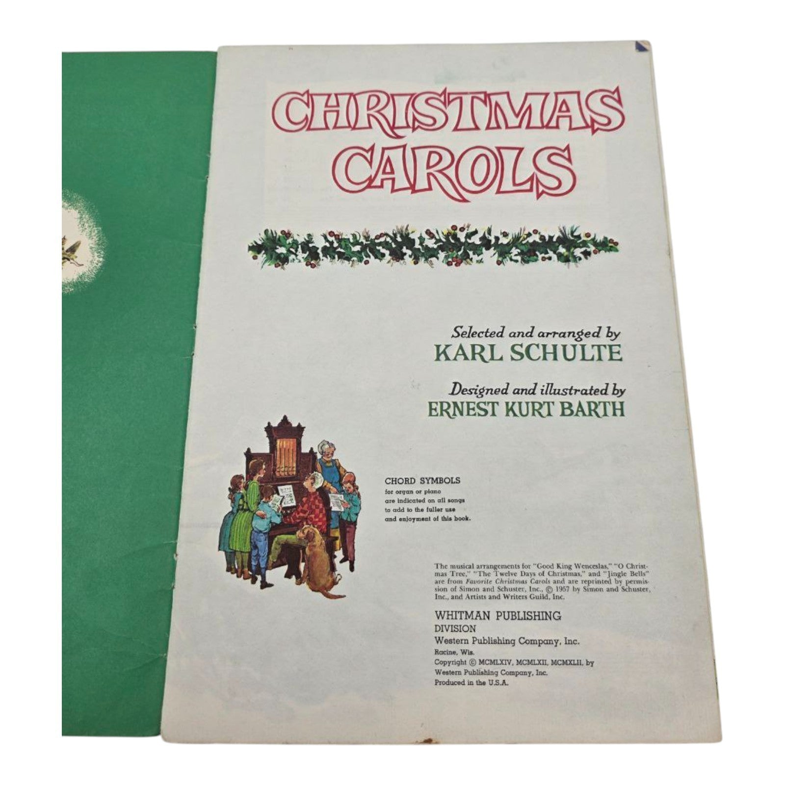 Whitman Christmas Carols Piano Arrangements w/ chord for Organ & Guitar