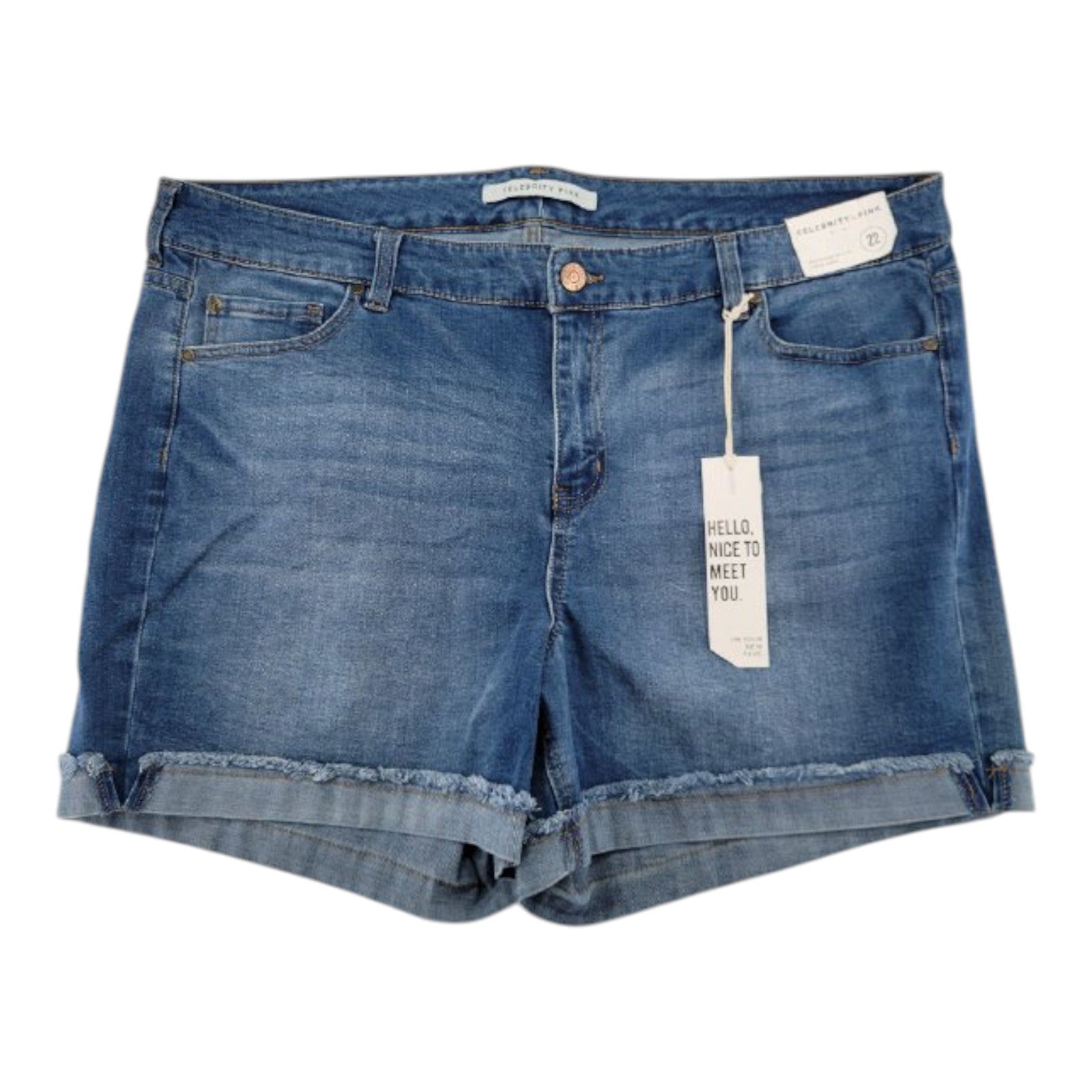 Celebrity Pink Women's Jean Shorts 22 Blue 5" Inseam Frayed Hem Denim
