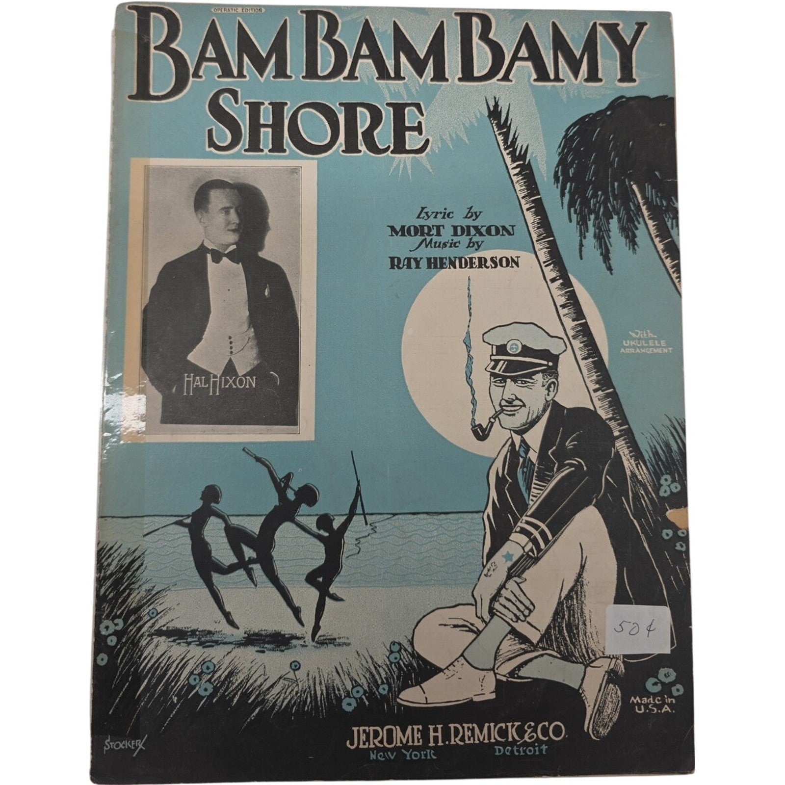 1925 Vintage Sheet Music Bam Bam Bamy Shore Hal Hixon Jerome H. Remick & Co.