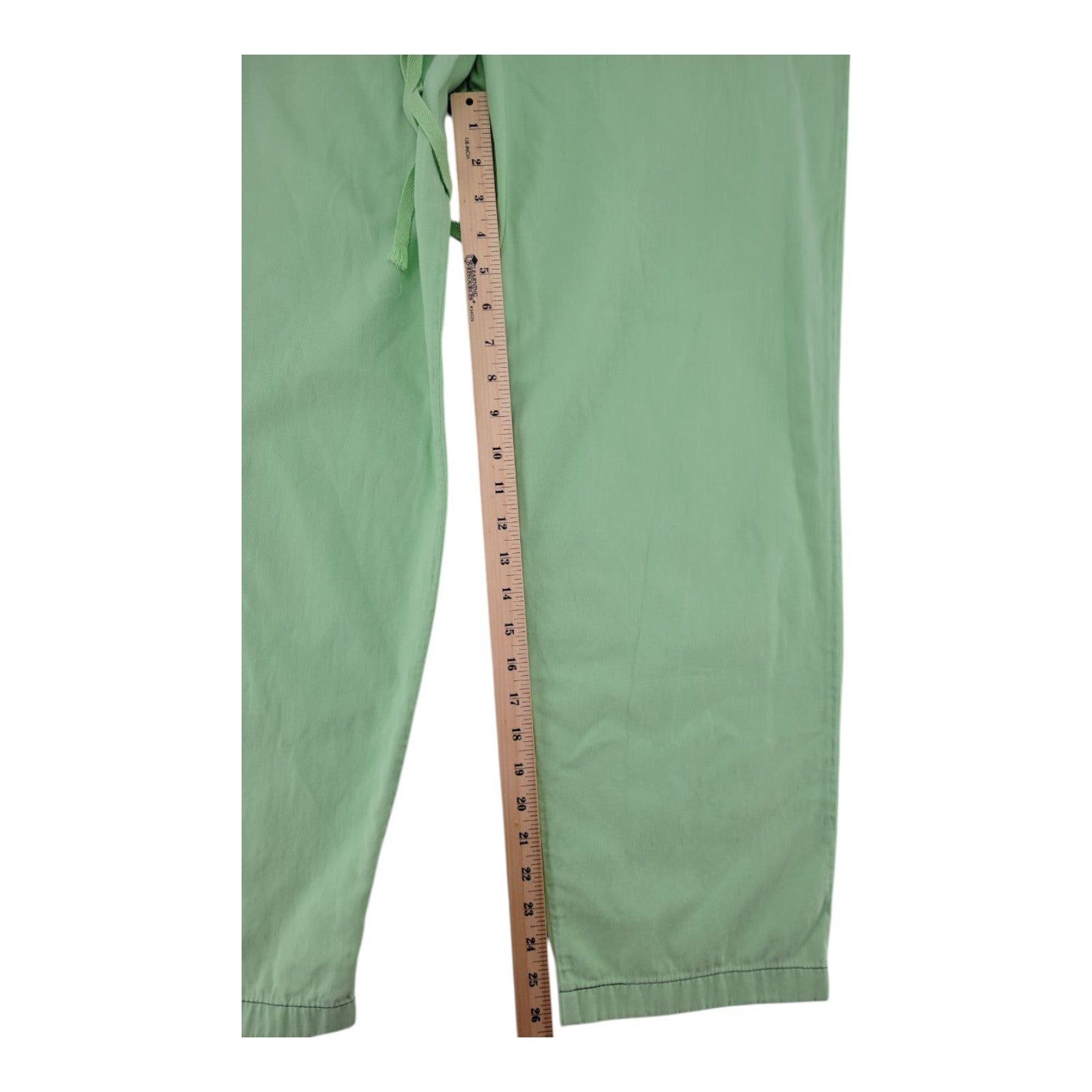 Nadia Styled in Italy Green Cotton Pants Elastic Waist Drawstring Hem Medium