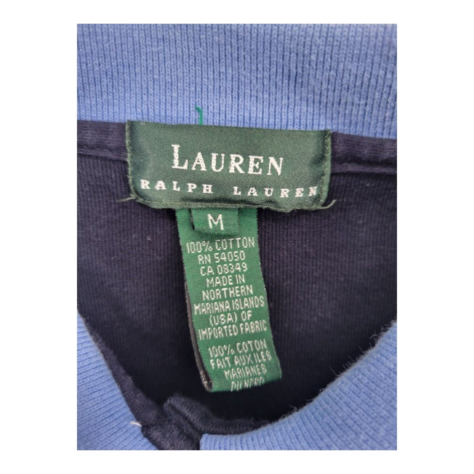 Ralph Lauren Women's Navy Sleeveless Polo Shirt Contrast Collar Cotton M