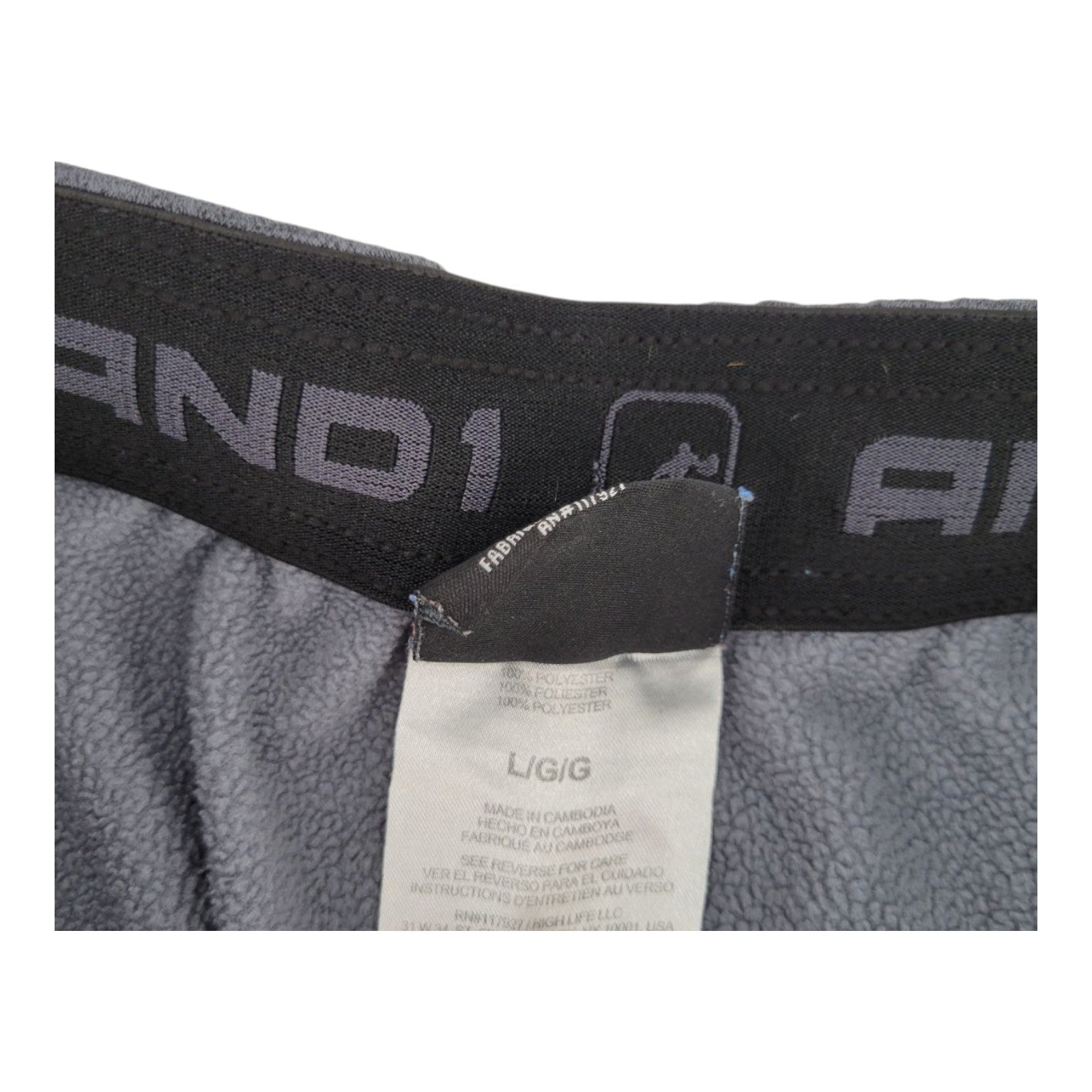 AND1 Men's Gray Fleece Jogger Sweatpants Size L Zipper Pockets Pull-On