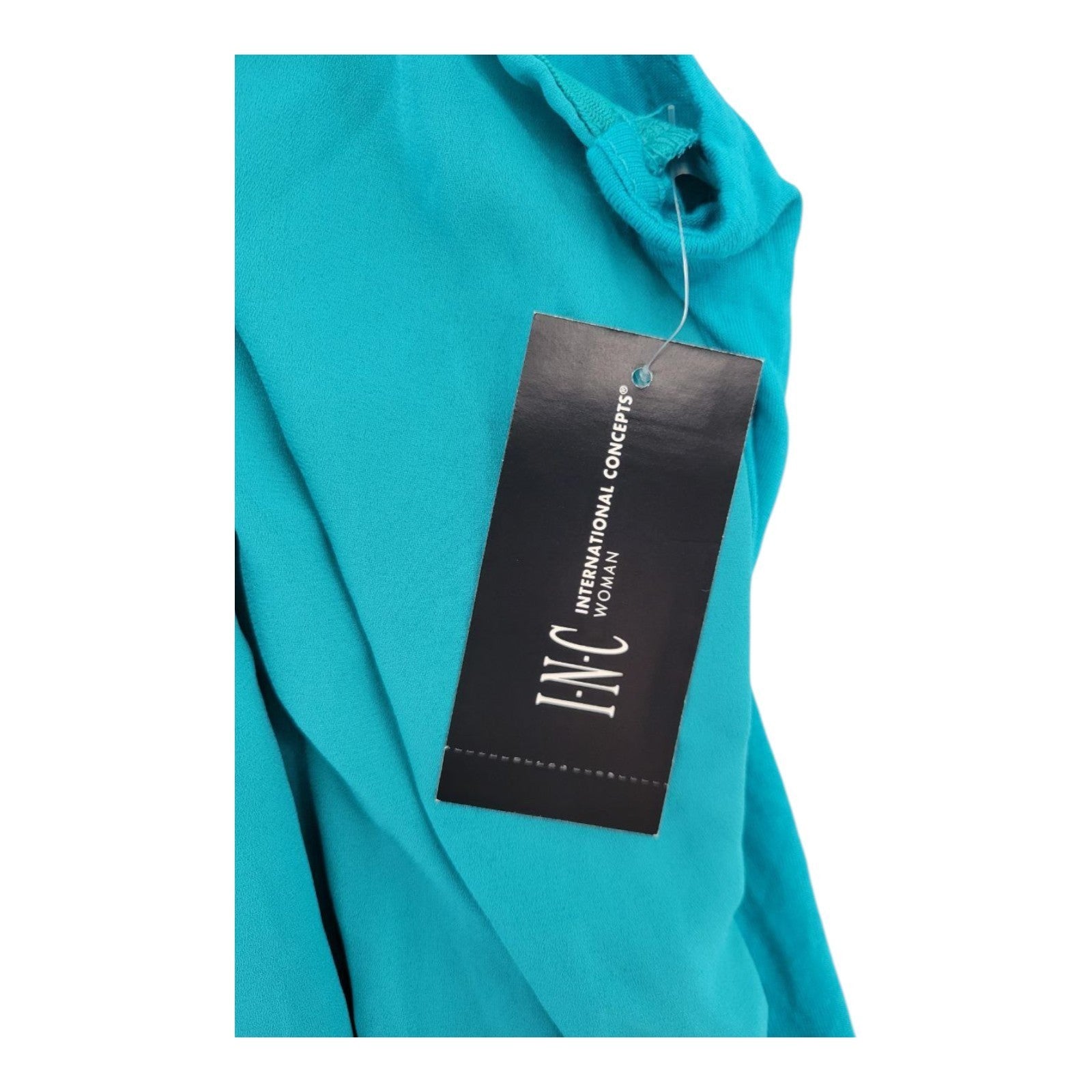 INC International Concepts Women's Teal Glow Bubble Hem Sleeveless Blouse NWT 0X
