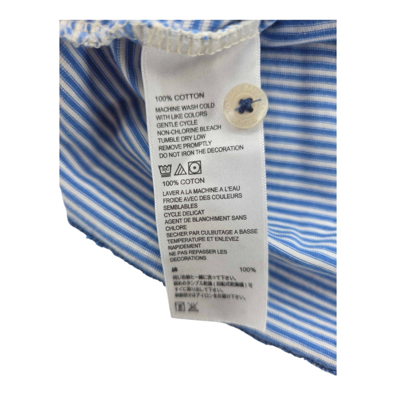 Tommy Bahama Polo Shirt Blue White Striped Cotton Relax Fit Men’s Size L