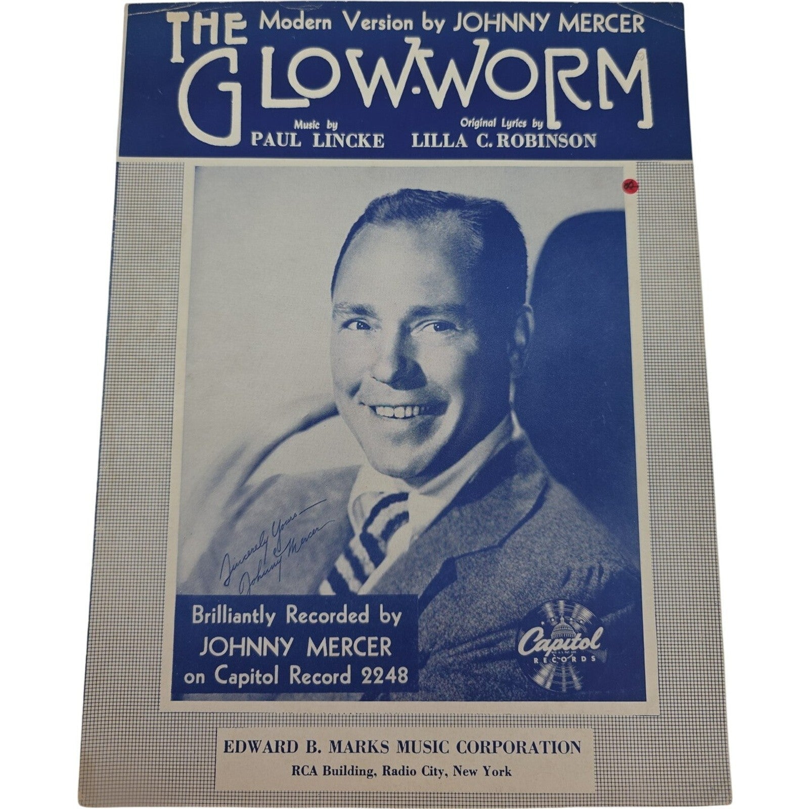 Vintage 1952 The Glow Worm Modern Version By Johnny Mercer Sheet Music