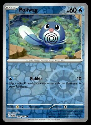 Pokemon 2023 Scarlet & Violet 151 Poliwag Reverse Holo Common #60 Near Mint