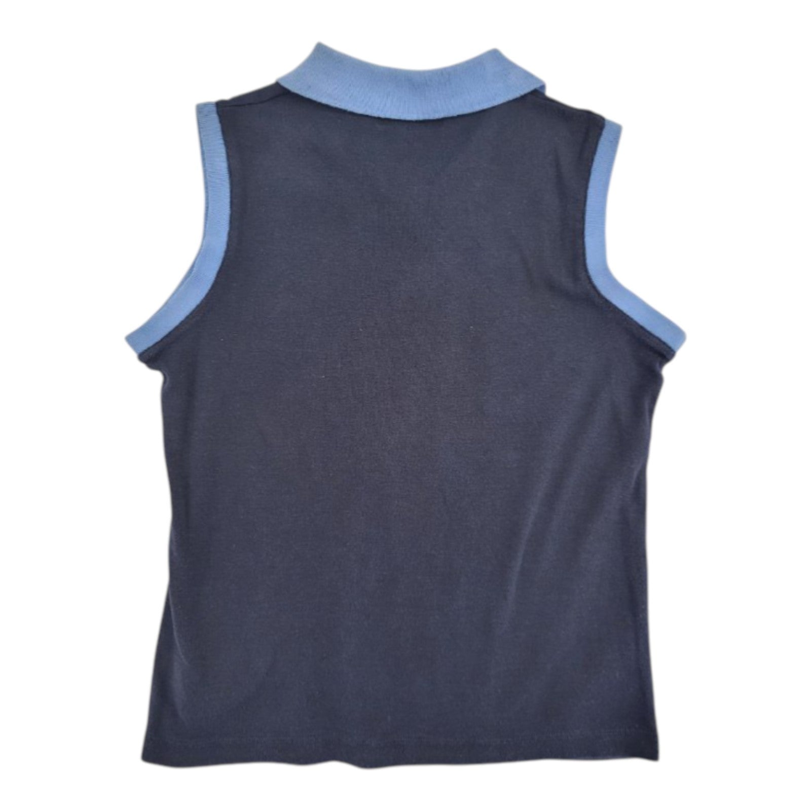Ralph Lauren Women's Navy Sleeveless Polo Shirt Contrast Collar Cotton M