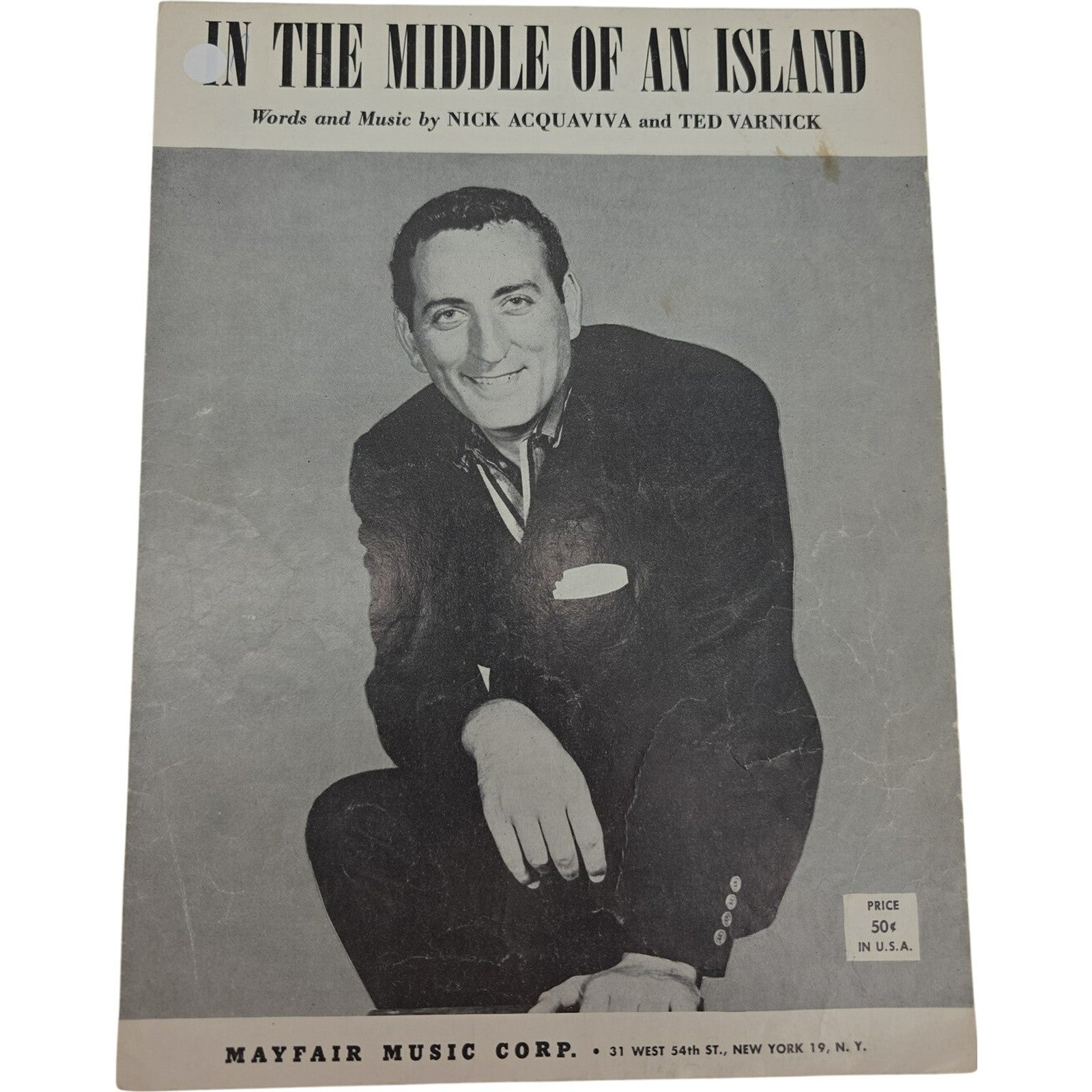 Vintage 1957 In The Middle Of An Island Nick Acquaviva & Ted Varnick Sheet Music
