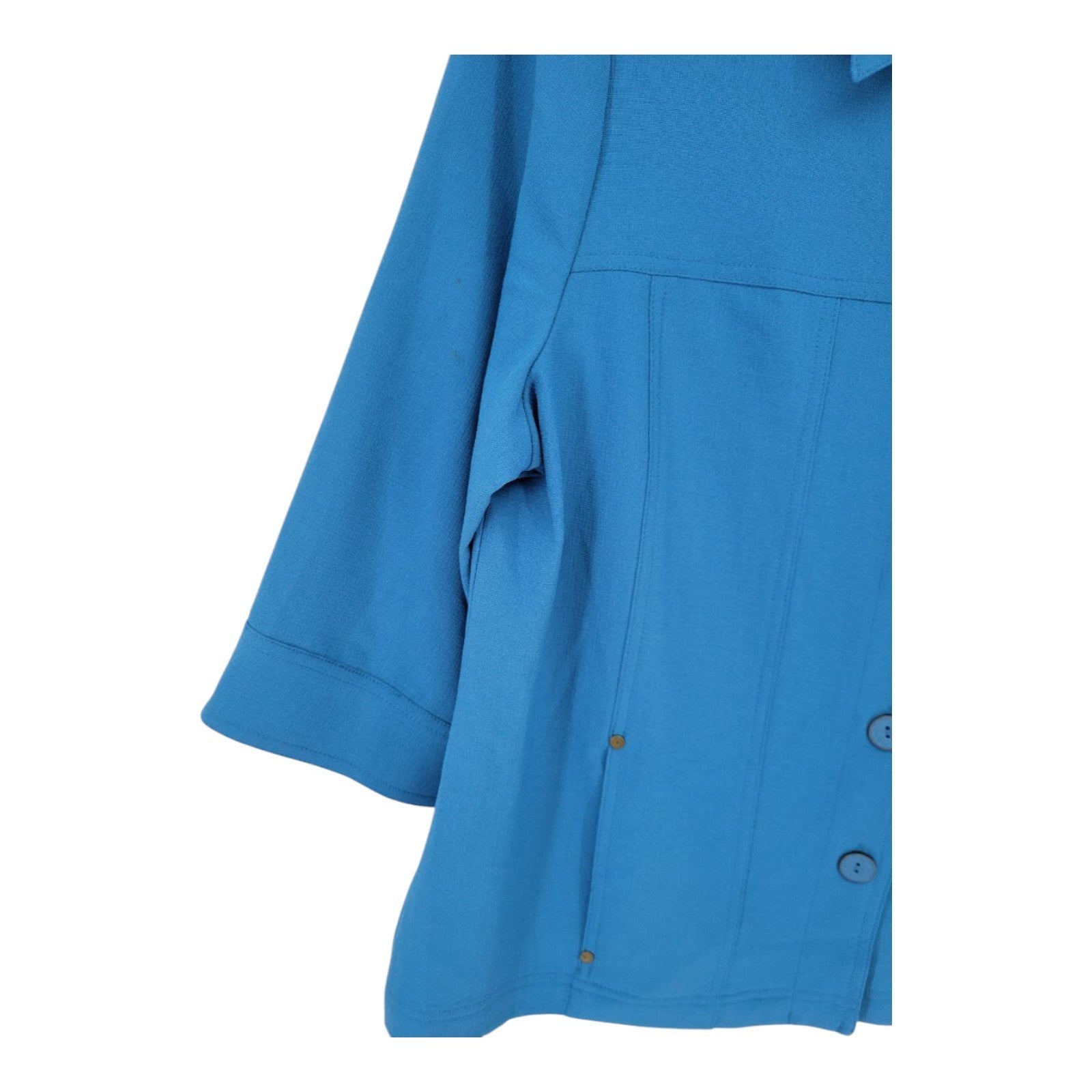 Allison Daley Petite Button Up Blouse Light Steel Blue 3/4 Sleeve Shirt 12P