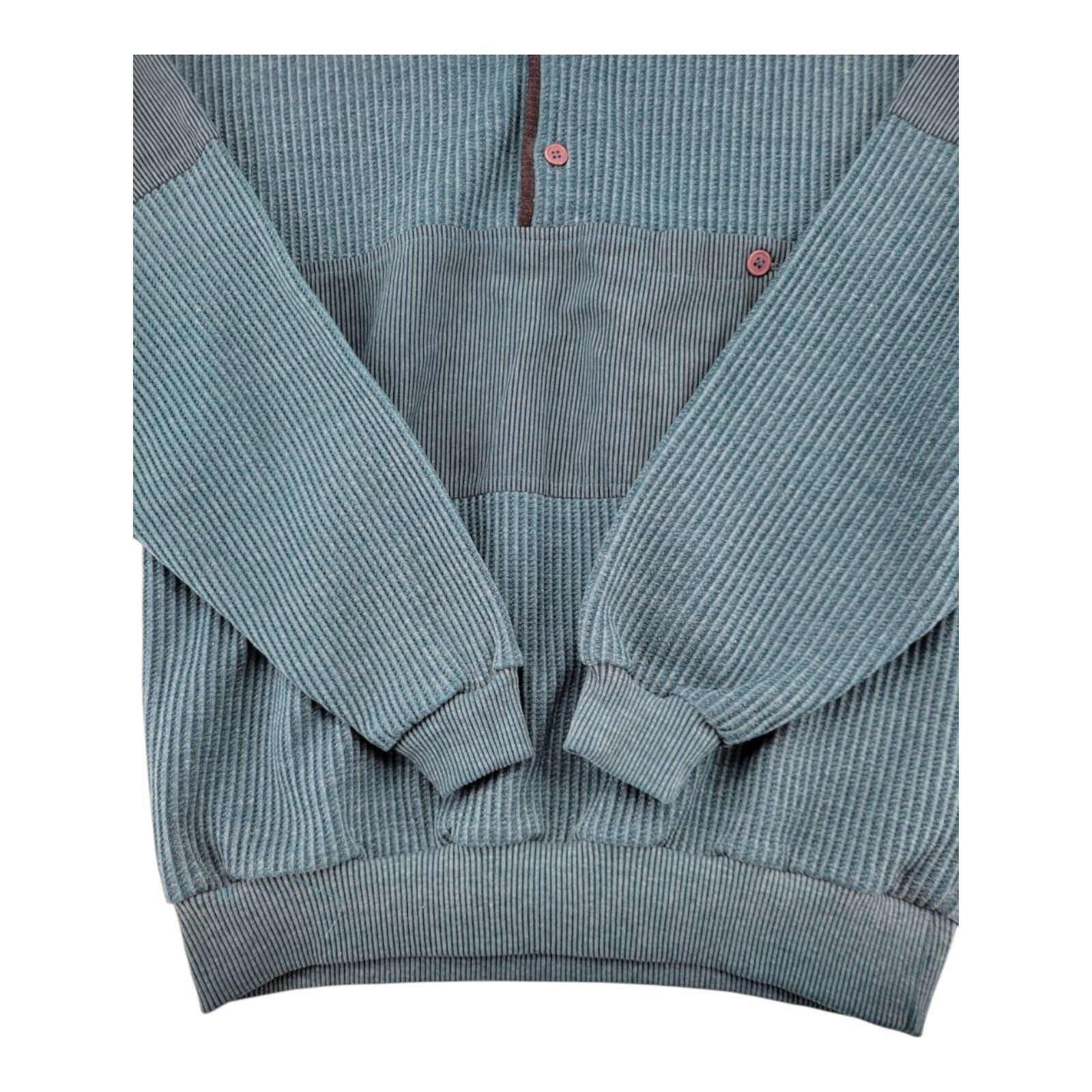 Huk-A-Poo Mens Ribbed Pullover Sweater Teal Blue Long Sleeve Size M