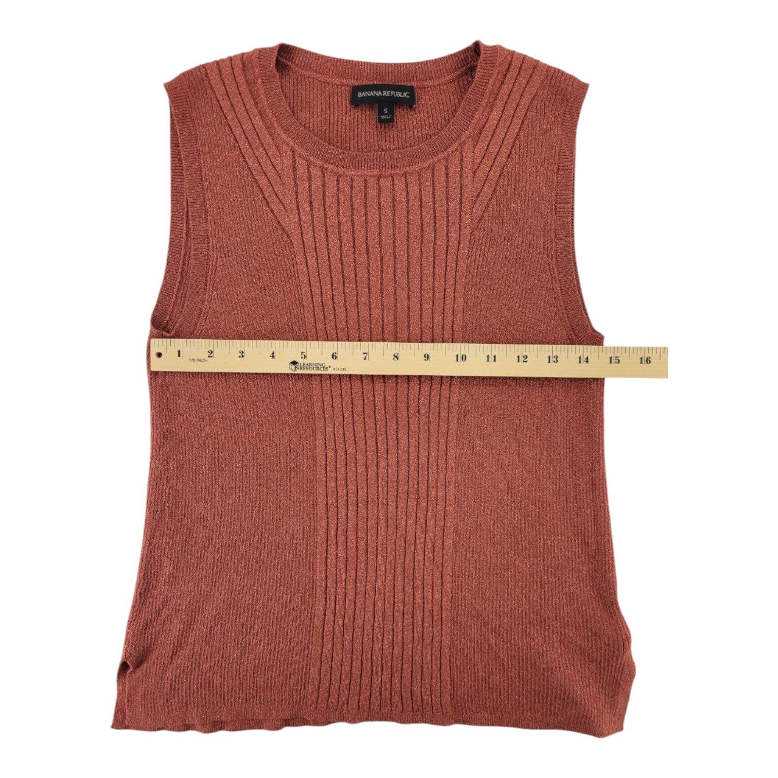 Banana Republic Womens Sleeveless Ribbed Sweater Top Rust Red Size S