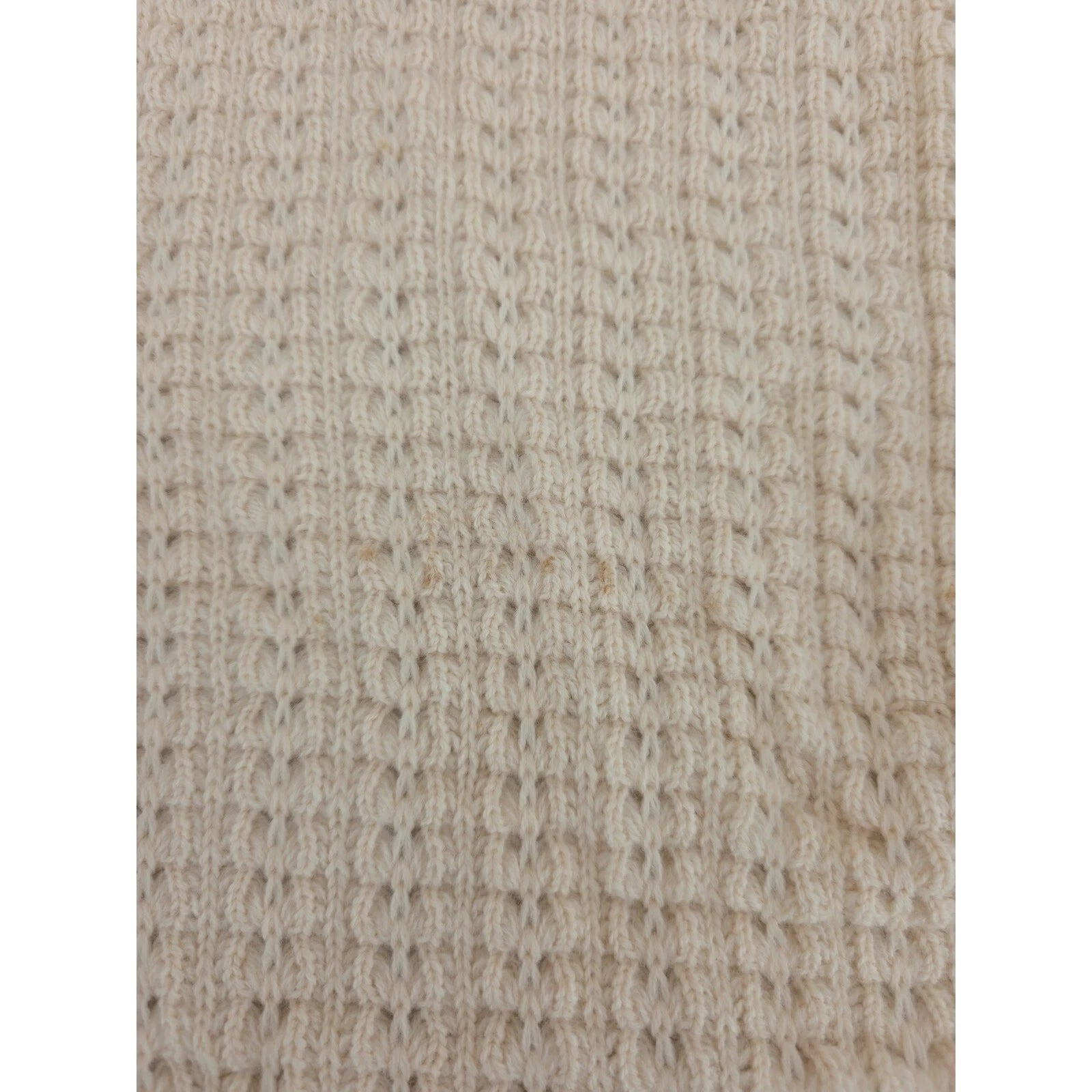 Crochet project Unfinished knitting Cream Wool Fabric Panel Ribbed Texture